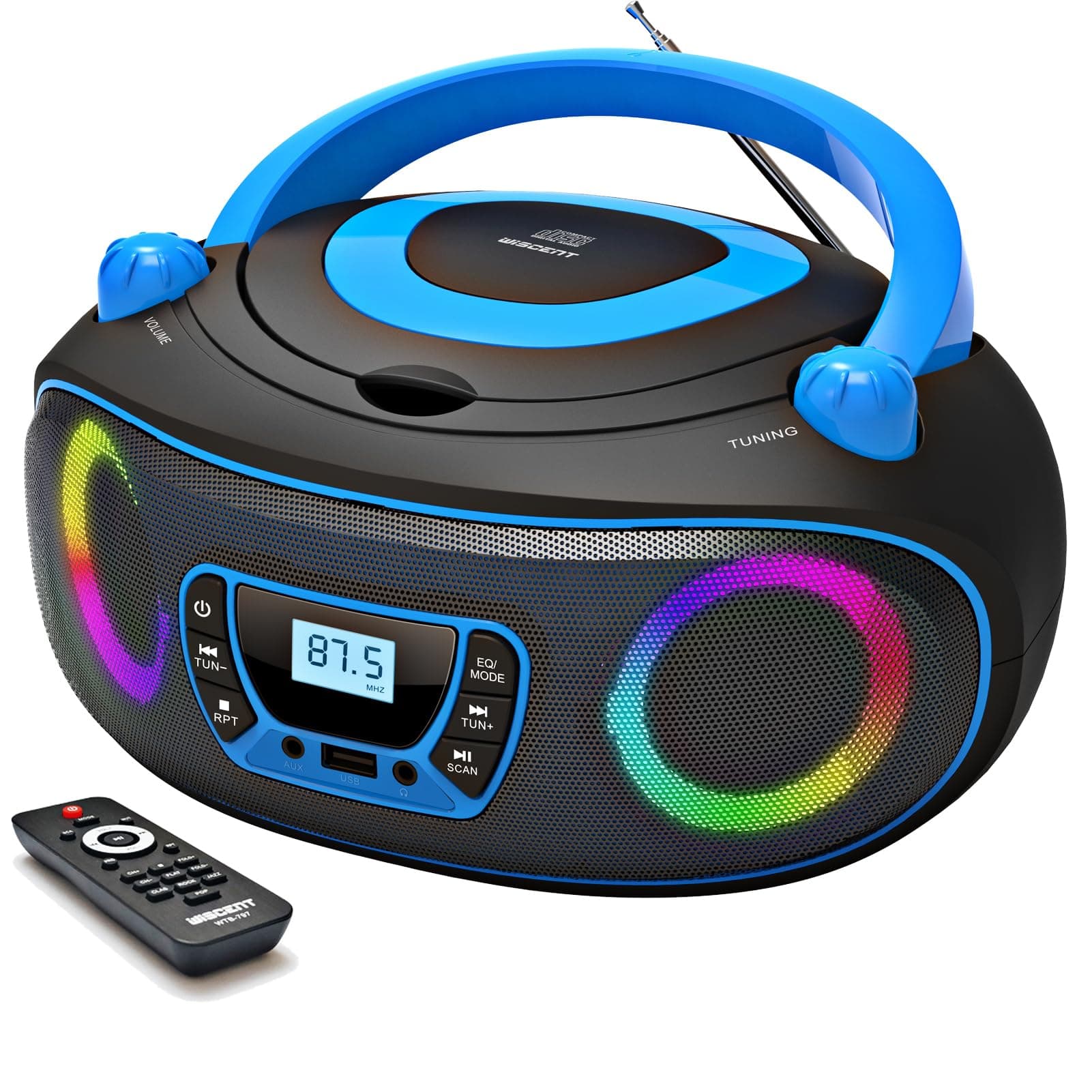 CD Player Boombox with Bluetooth,FM Radio,Remote Control,USB Input and 3.5mm AUX Headphone Jack,CD-R/CD-RW/MP3/WMA Playback