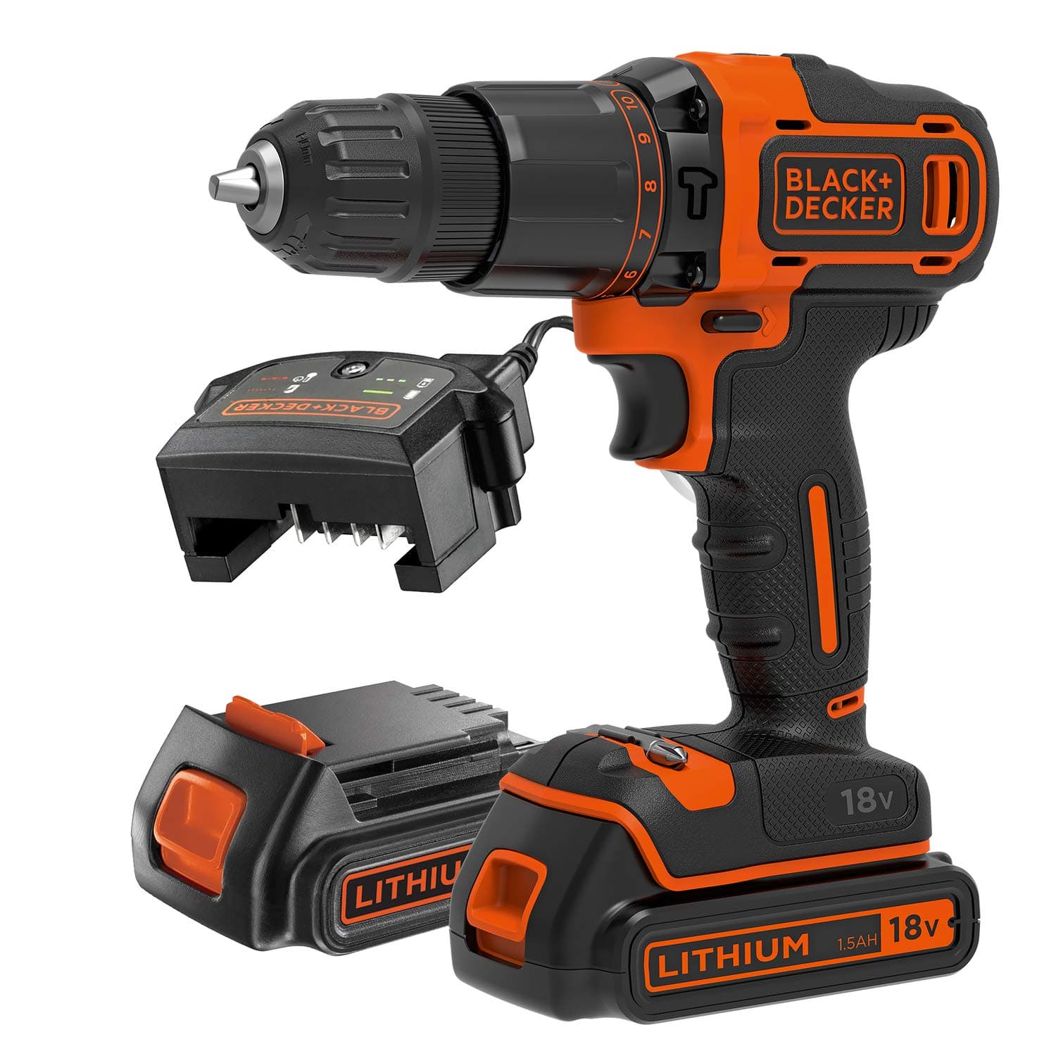 18 V Cordless 2-Gear Combi Drill with Kitbox and 2X 1.5 Ah Lithium Ion Batteries