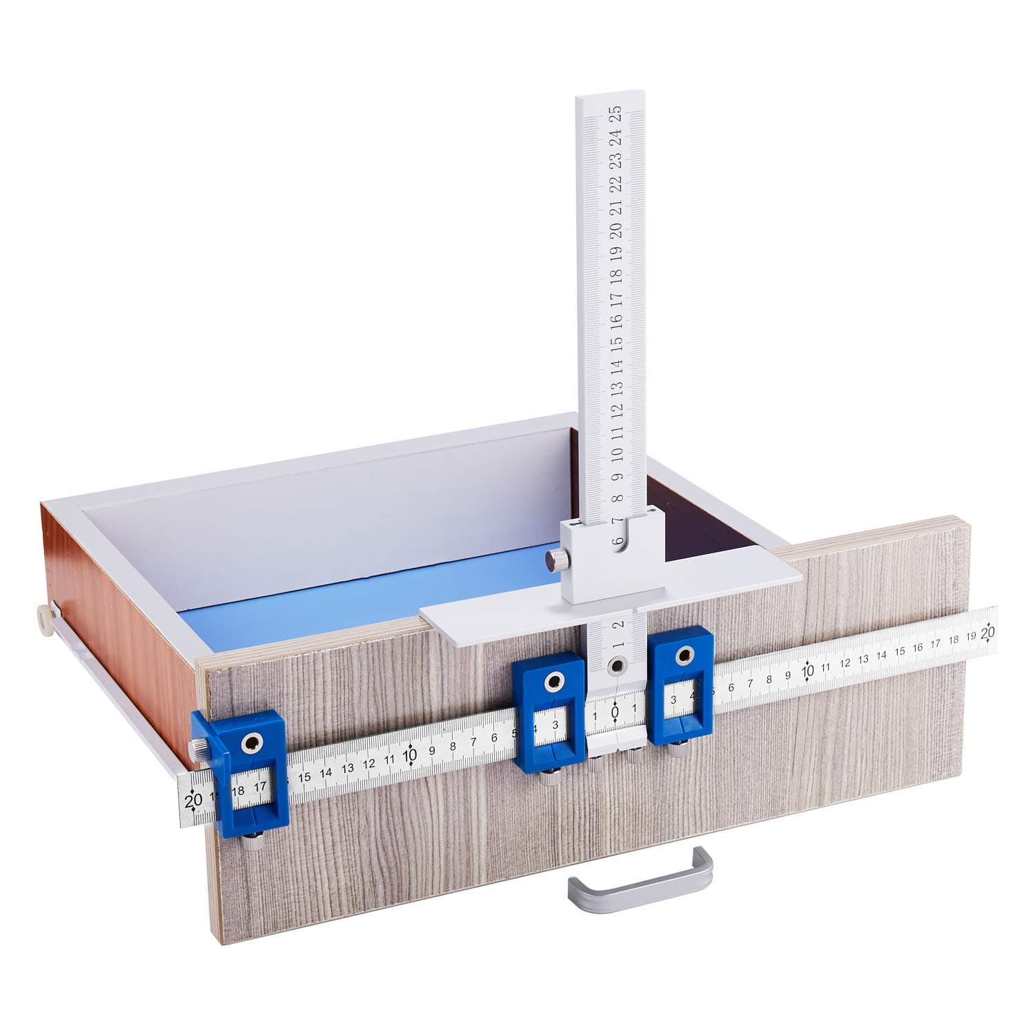 Cabinet Hardware Jig for Handles and Knobs Aluminum Alloy Drill Guide Sleeve Drawer Pull Wood Drilling Dowelling Tools Set Drawer Knob Pull Drilling Templates Jig Tool Set