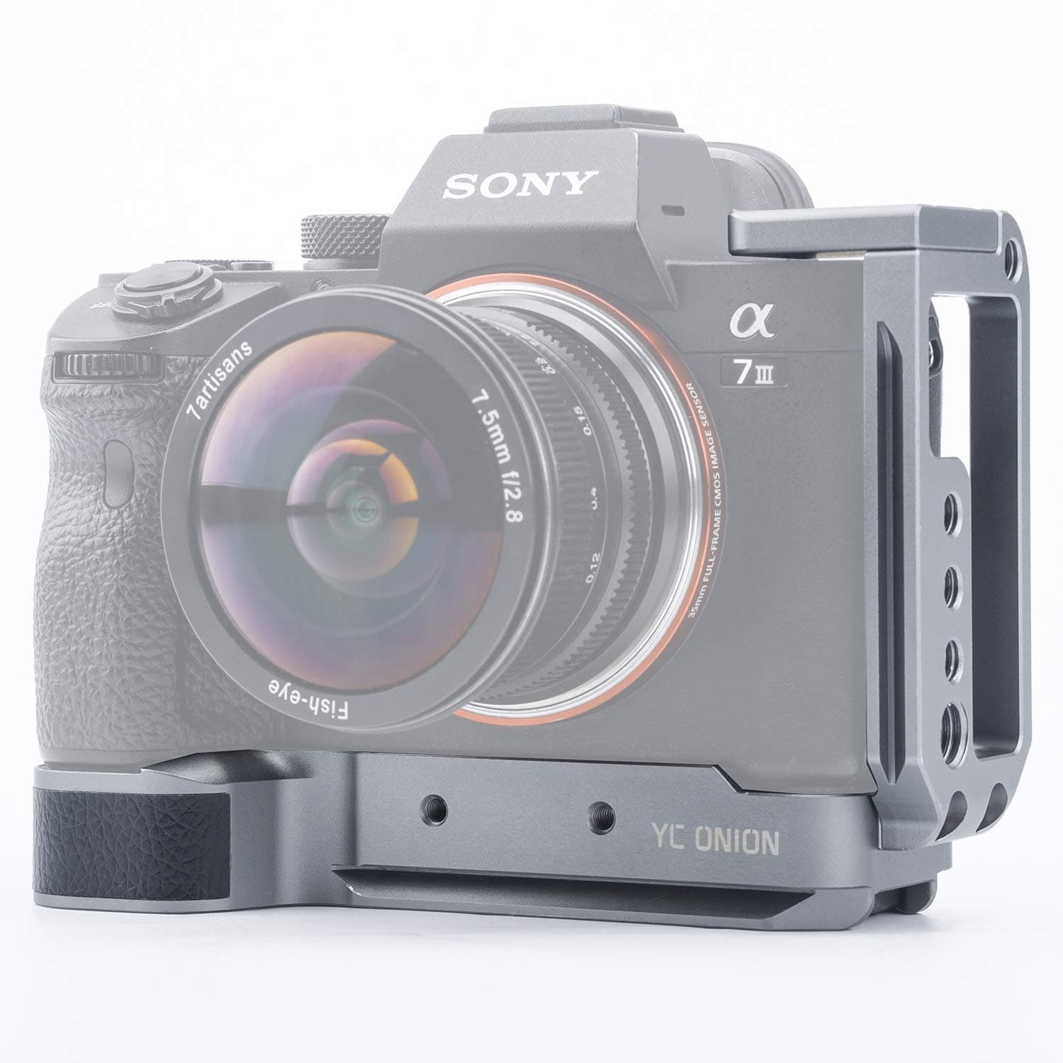 YC Onion Camera L Bracket L-Shape Plate L Half Cage for Sony A7 III A7 R III A7 M III with Arca Swiss Plate Quick Release Cold Shoe Y Coin Aluminum Alloy (Matte Silver)