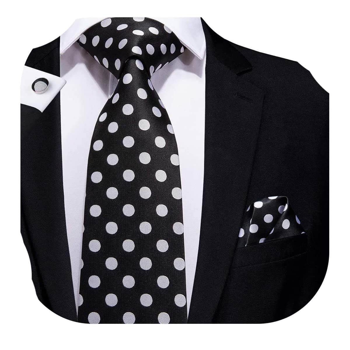 Black with Silver Polka Dots Ties for Men Wedding