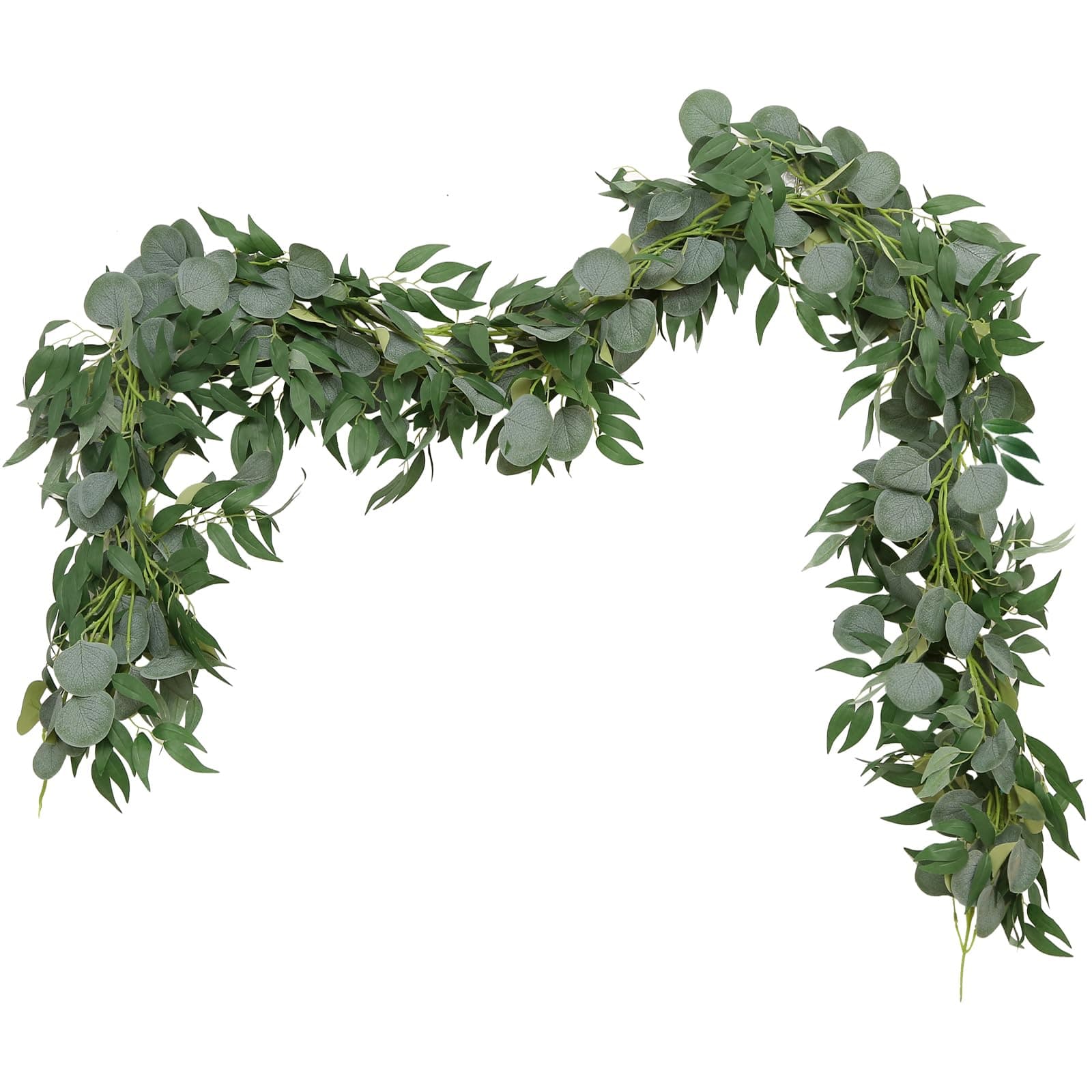 GREENTIME2 Pack Greenery Garland Each 6.5 FT Artificial Eucalyptus Garland for DIY Wreath Vine Weeding Arch Stairs Decor