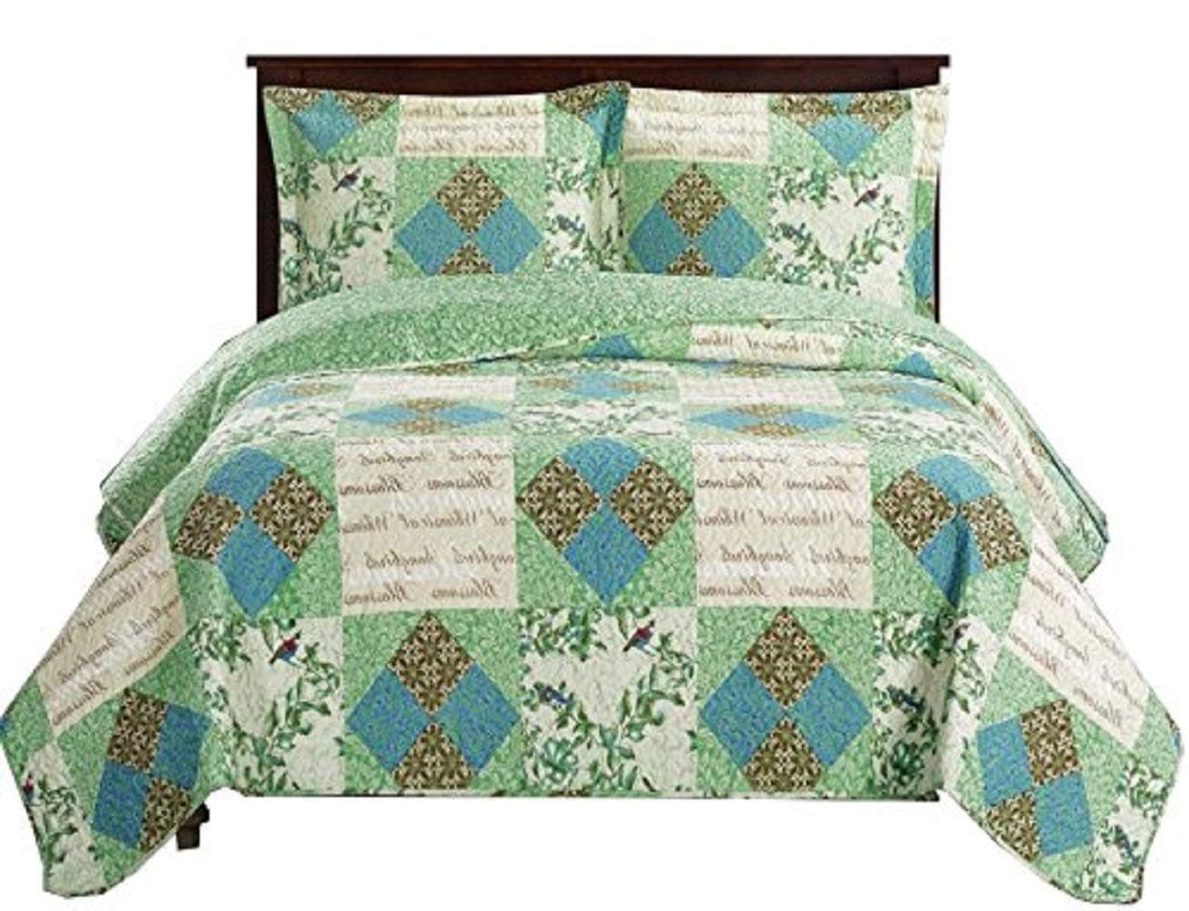 Davina Luxury Microfiber Full/Queen Size, Over-Sized 3pc Quilt Set, 92-Inch Wide x 96-Inch Long Coverlet