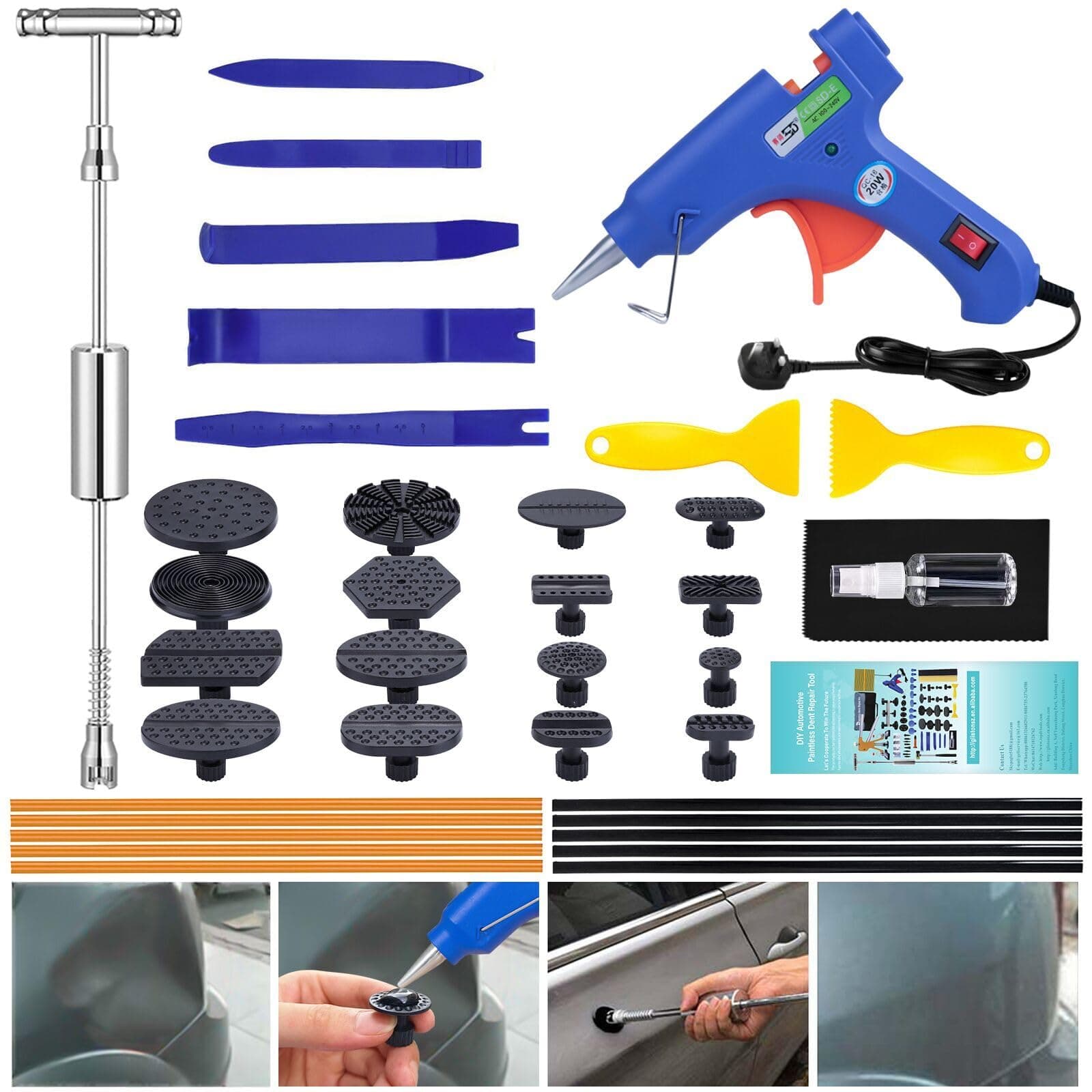 Manelord Car Dent Puller Set, Auto Paintless Dent Repair Kit for Motor/Truck/Refrigerator/Washing Machine Dent Removal