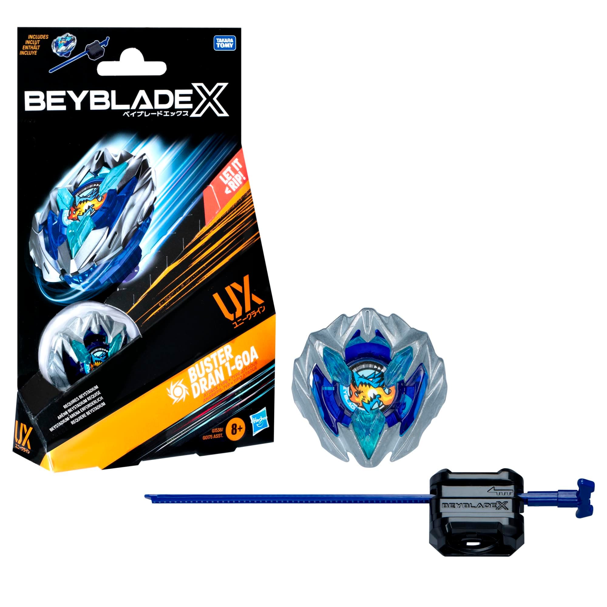 Beyblade X Starter Pack Buster Dran 1-60A UX with Spinning Top and Launcher