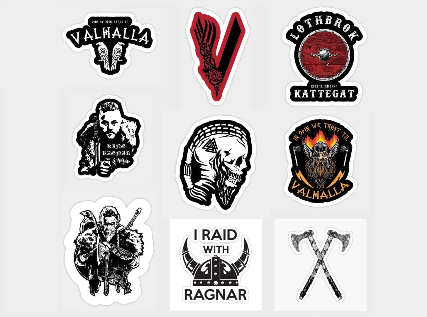 Wrap It All Vikings Valhalla Netflix Series Stickers- Pack of 9(Vinyl Stickers, Multipurpose use for Laptop/Mobile/Bike/Luggage/Bottle/Guitar/Journal), 2.5 x 2.5 inches, Multicolor