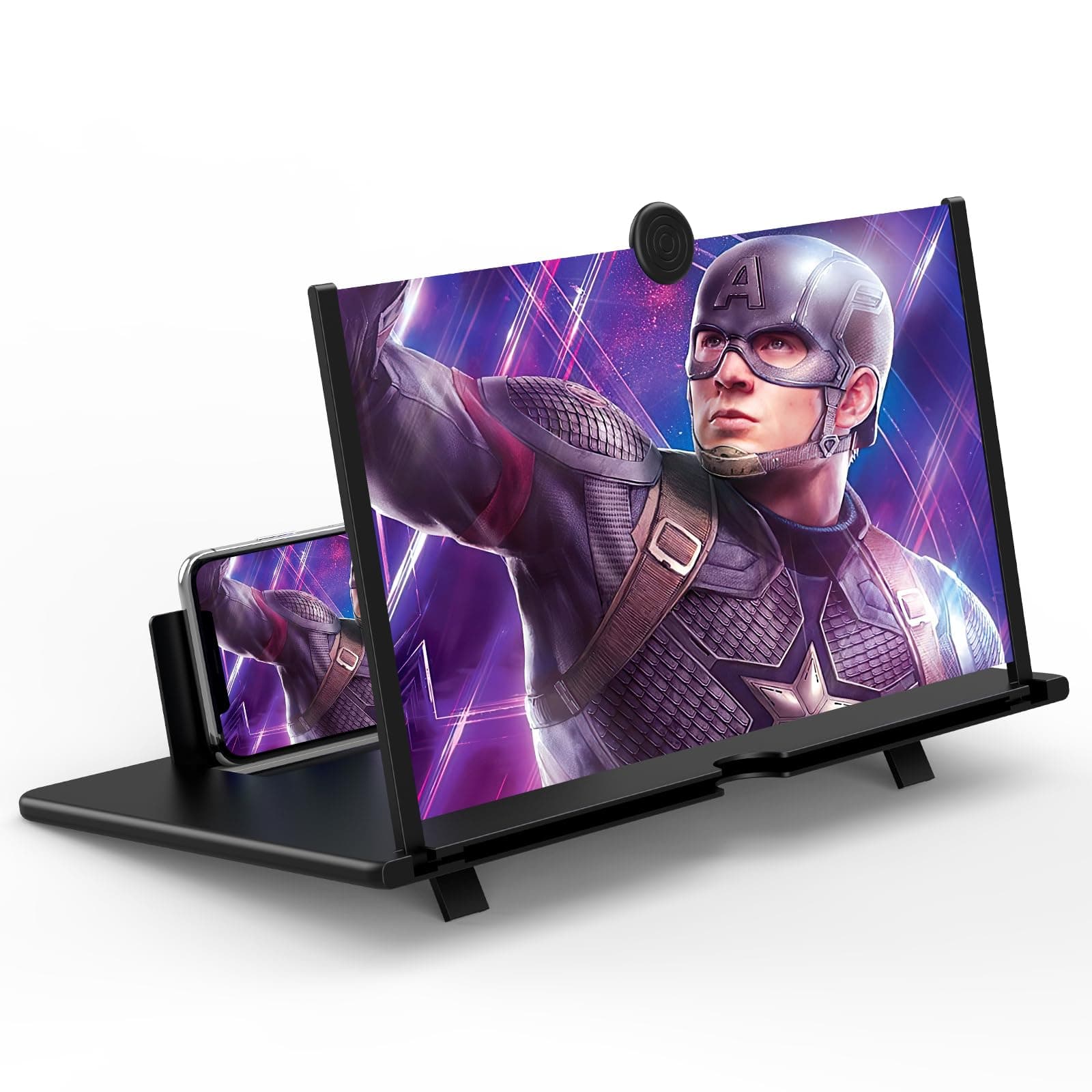 12" Screen Magnifier for Cell Phone -3D HD Magnifying Projector Screen Enlarger for Movies, Videos and Gaming – Foldable Phone Stand Holder with Screen Amplifier–Compatible with All Smartphones