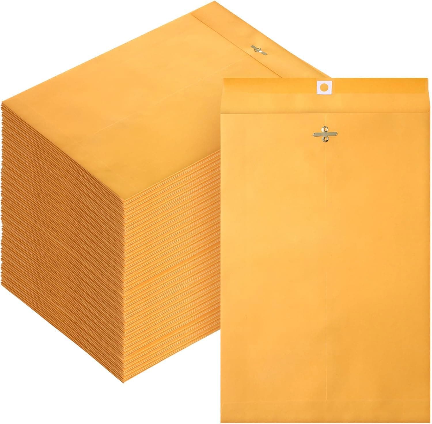100 Pack Clasp Envelopes, 6 x 9 in Brown Kraft Catalog Envelopes with Clasp Closure and Gummed Closures, Heavyweight Paper Envelopes for Storing or Mailing, 28 lb Kraft Paper