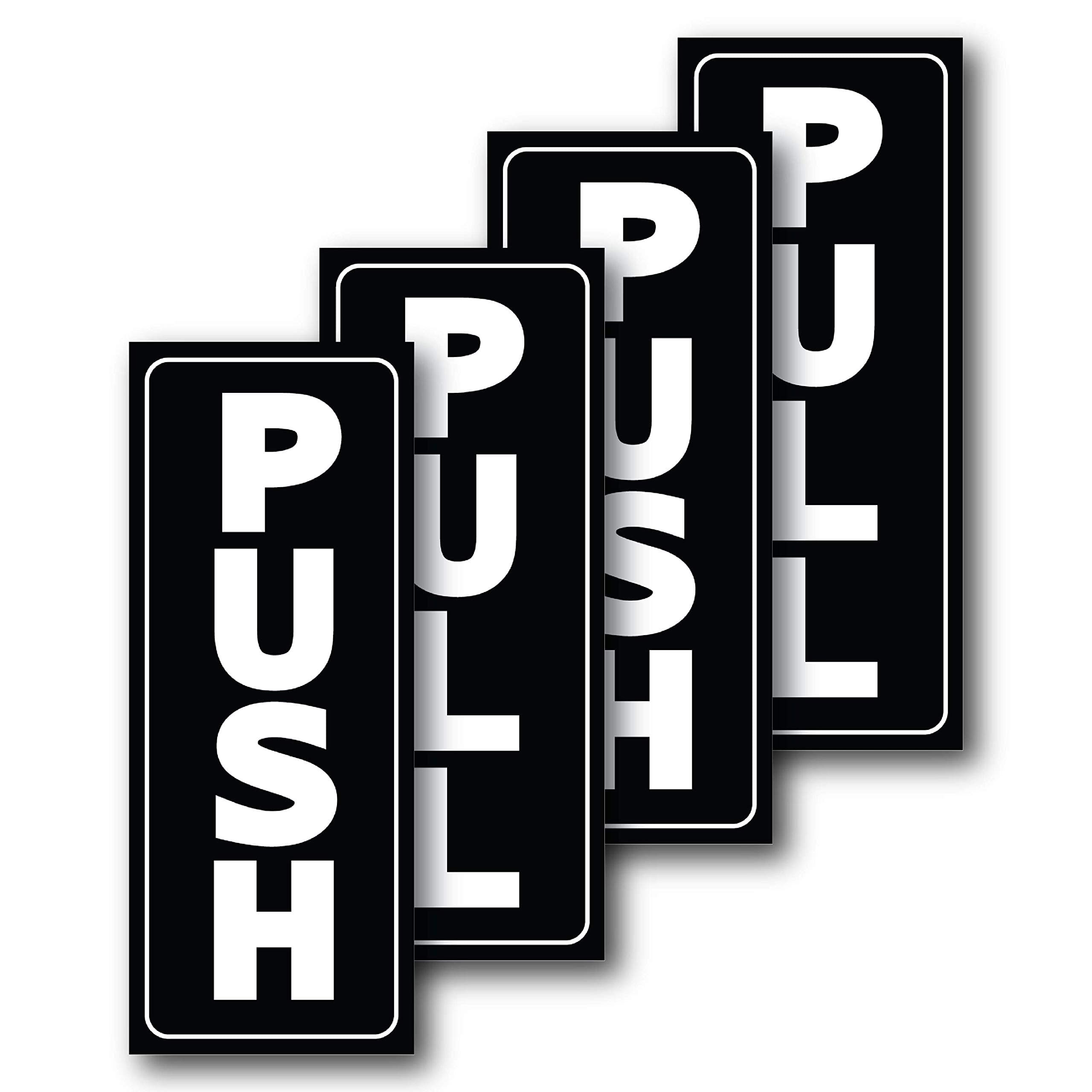 Push Pull Door Stickers for Glass Door 2" x 5" Self Adhesive Vinyl Sign Decal