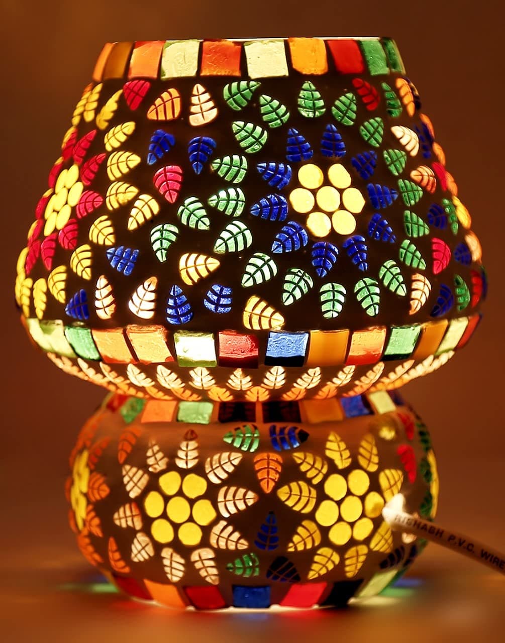 JINPINGHP Complete Lighting Solution Glass Mosaic Table Lamp, Design White Beads, White, Size Small 15X16 cm, Decorative for Home, Hotels, Room - Pack of 1 Design 24