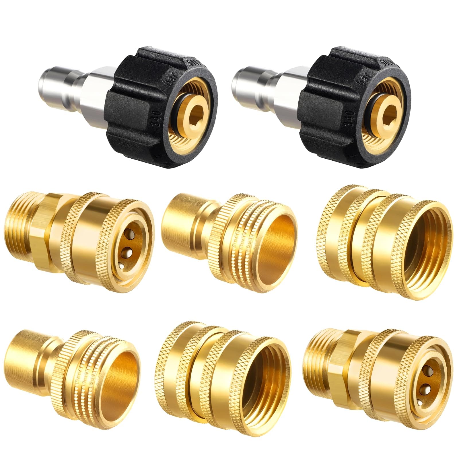 Twinkle Star Pressure Washer Adapter Set, Quick Disconnect Kit, M22 14 mm Quick Connect Swivel to 3/8'' Quick Connect Fittings, 3/4" to Quick Release