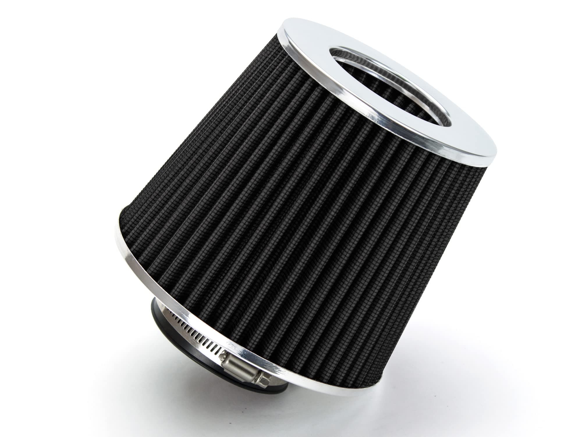 BLACK 2.5" 63.5 mm Inlet Cold Air Cone Replacement Performance Washable Clamp-On Dry Air Filter