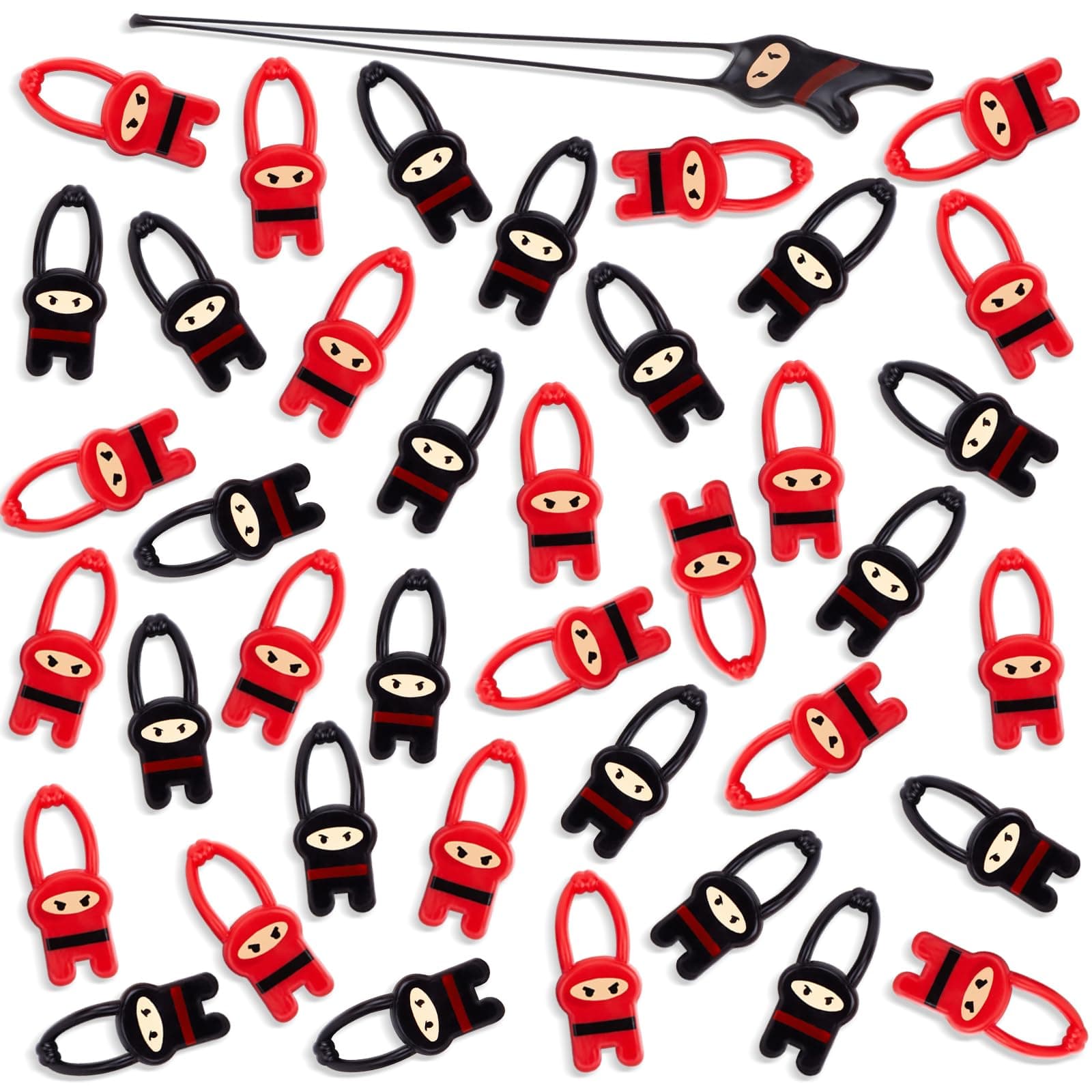 40PCS Stretchy Flying Ninjas for Easter Egg Fillers, Funny Elastic Slingshot Ninja Toys for Boys Girls, Party Favors Treasure Box Toys for Classroom Fun Easter Goodie Bags Stuffers