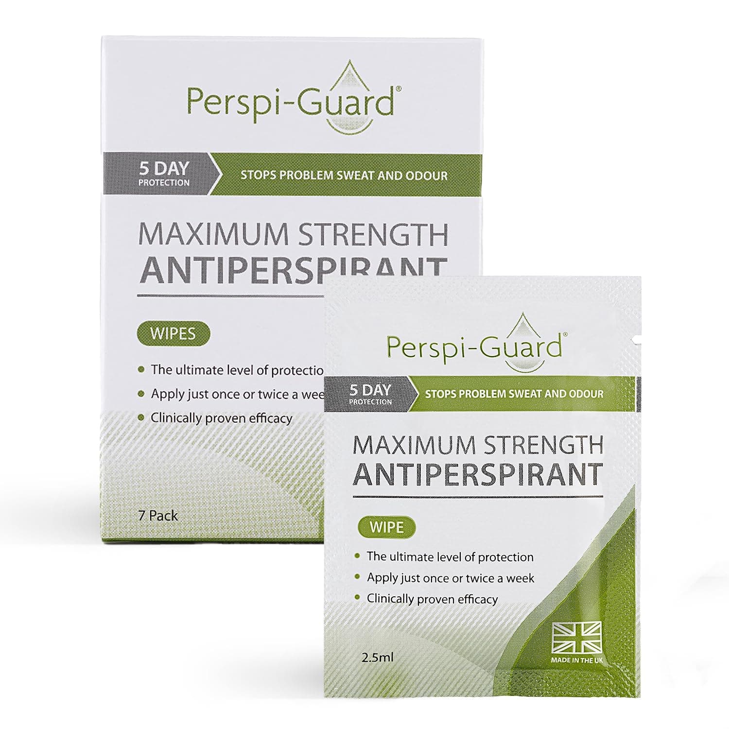 Perspi Guard Maximum Strength 7-Count Antiperspirant Wipes for Underarms, Hands & Feet 1 pack
