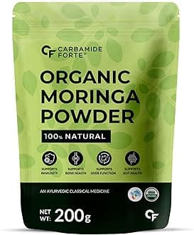 Carbamide Forte 100% Organic Moringa Powder - Moringa Oleifera - USDA Certified | Moringa Leaves Powder | Moringa Powder Organic for Immunity, Digestion & Energy | Drumstick Leaves Powder - 200g