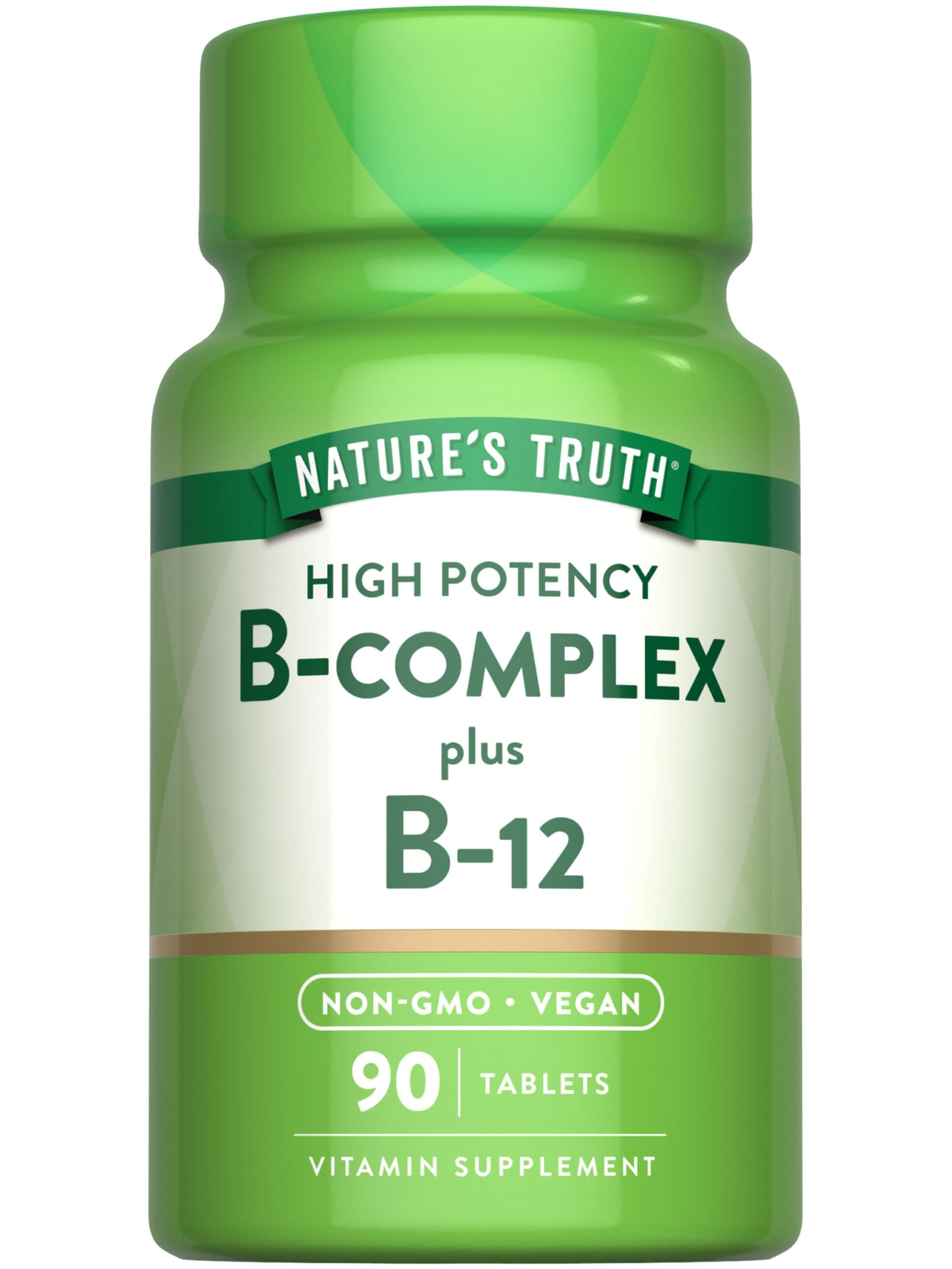 Vitamin B Complex | Plus B12 | 90 Tablets | Vegetarian, Non-Gmo & Gluten Free | By