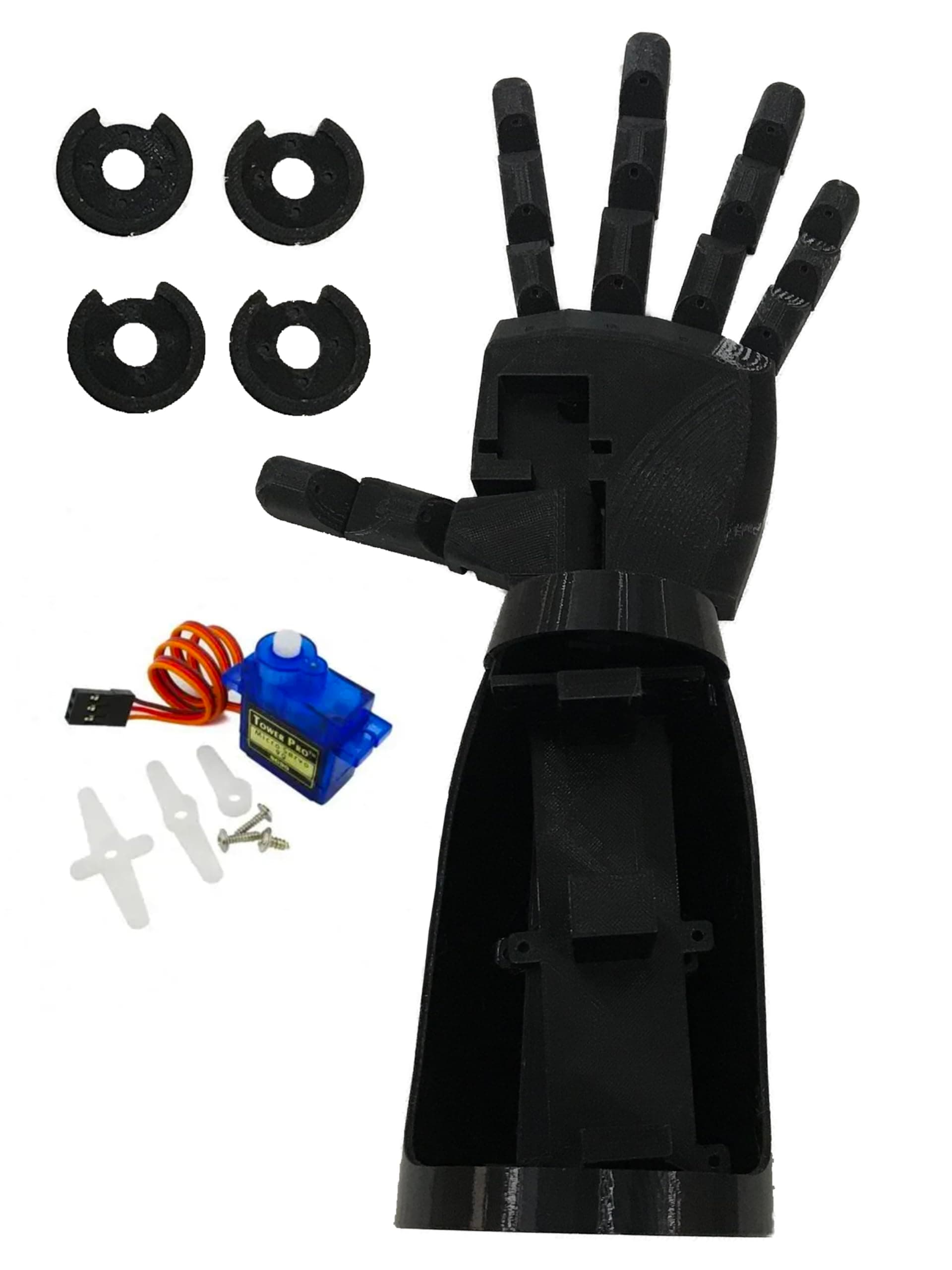 Vaali Plastic Robotic Hand DIY Kit – Black Mechanical Hand with Non-Assembled Plastic Parts Only | Ideal for Makers, Students & Robotics Projects