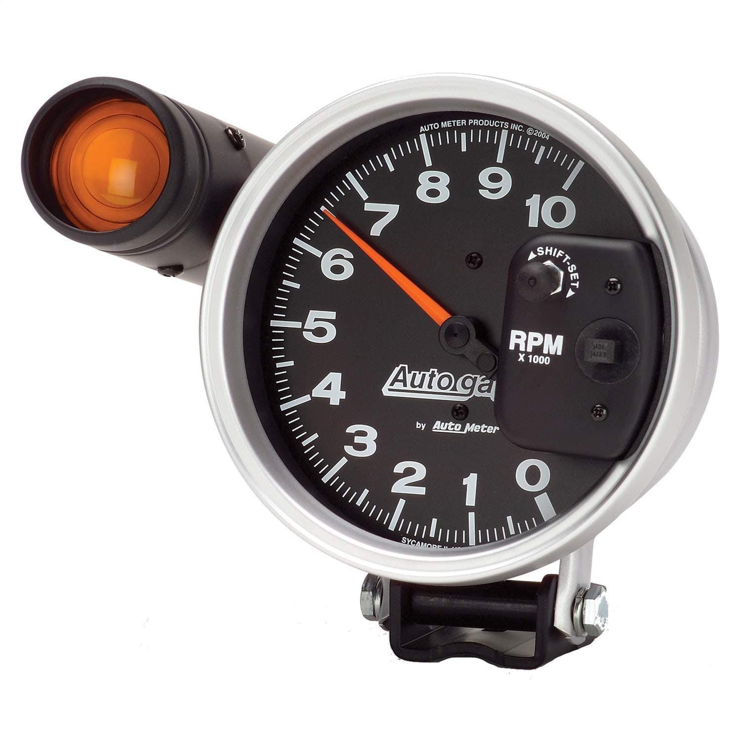 233904 Autogage Monster Shift-Lite Tachometer Black dial/Silver bezel, 5.000 in.