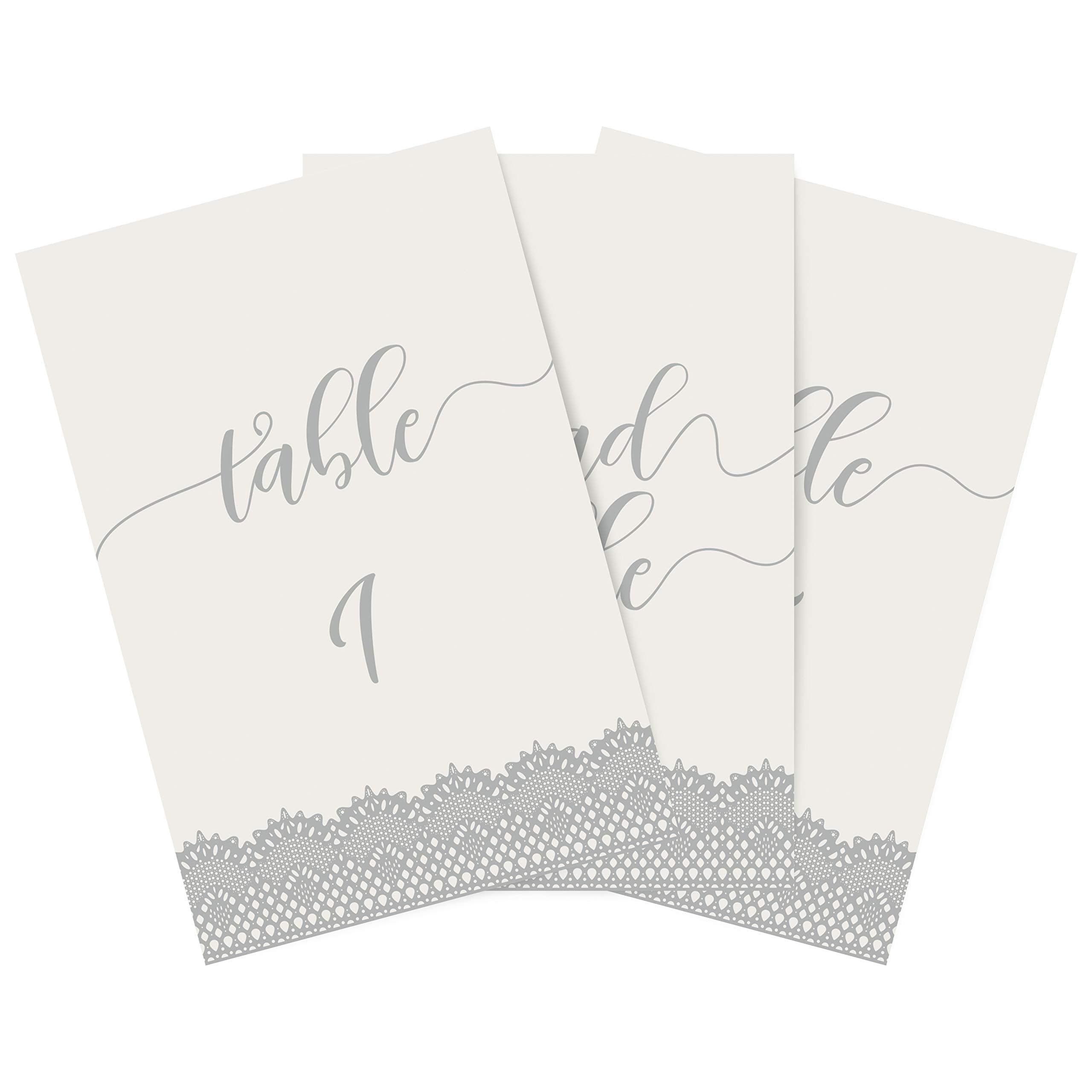 Dessie Wedding Table Numbers (Silver)| 5x7 inch Double Sided with Elegant Calligraphy Design to Liven Up Any Table | Includes Numbers 1-25 and Head Table Card (Also in Black, Rose Gold and Gold)