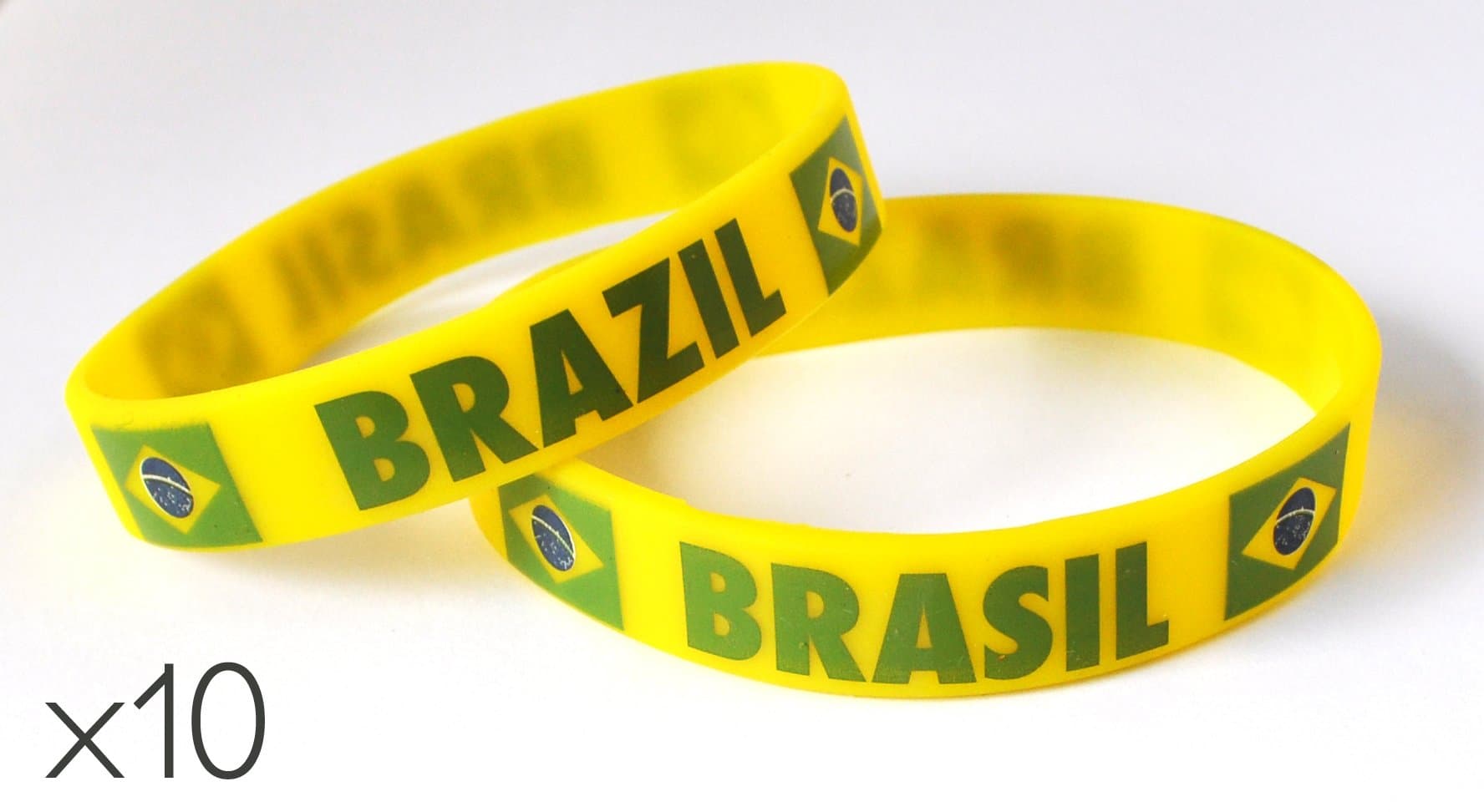 10 x Brazil Silicone Wristbands