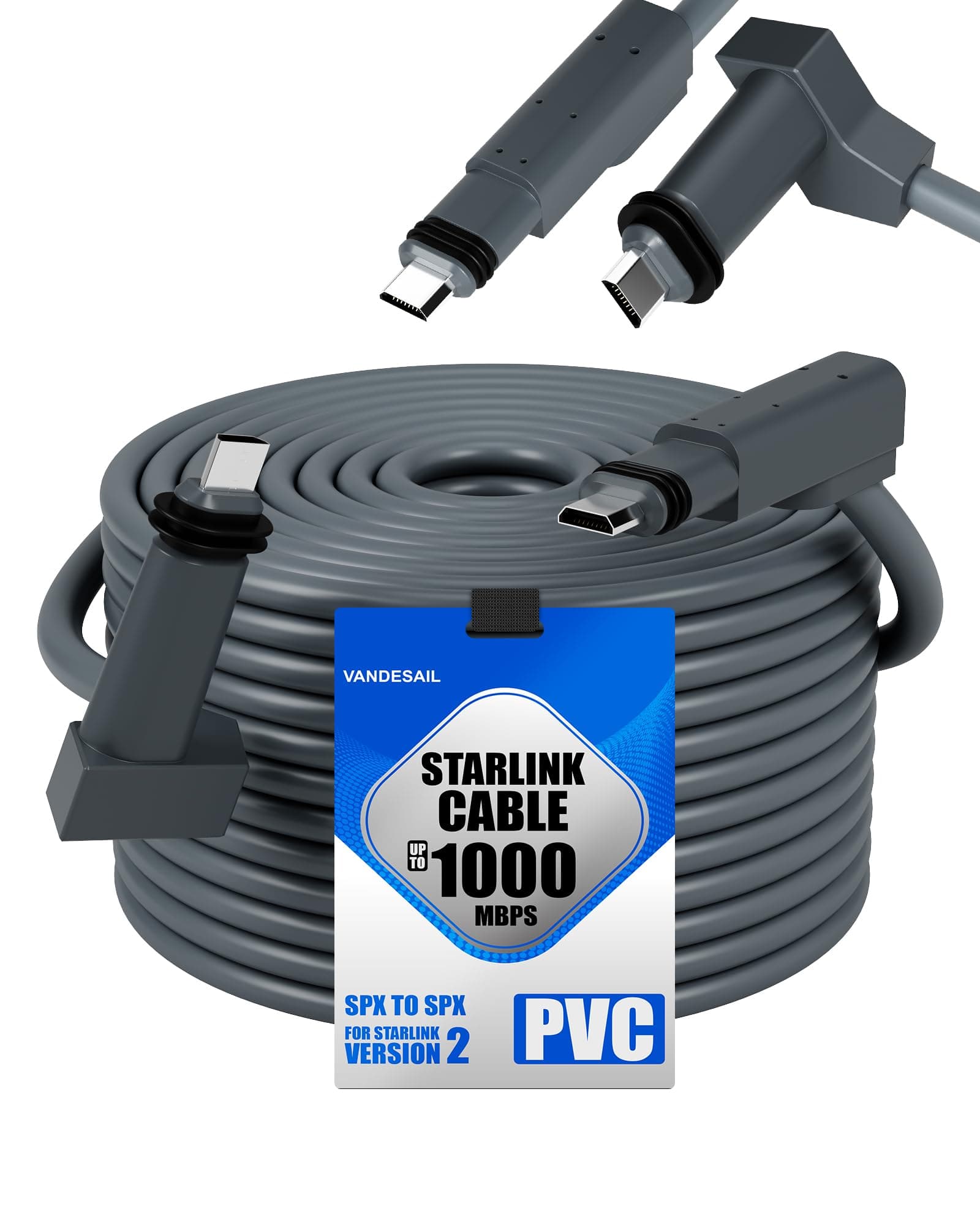 for Starlink Rectangular Satellite V2 150 FT Replacement Cable, Compatible Starlink Extension Cable, Waterproof Grey for Starlink Gen 2-150FT(44M)