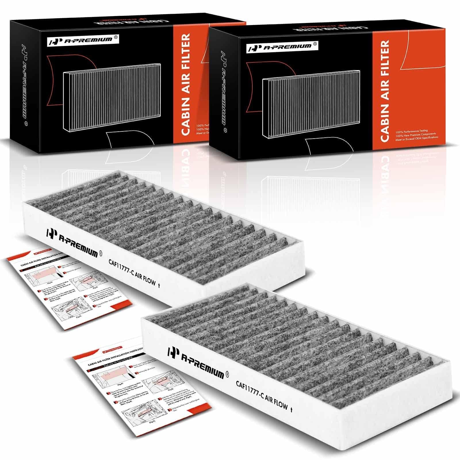 A-Premium 2-PC Cabin Air Filter with Activated Carbon Compatible with Jeep Models - Wrangler 2011 2012 2013 2014 2015 2016 2017, Wrangler JK 2018-3.6L 3.8L V6