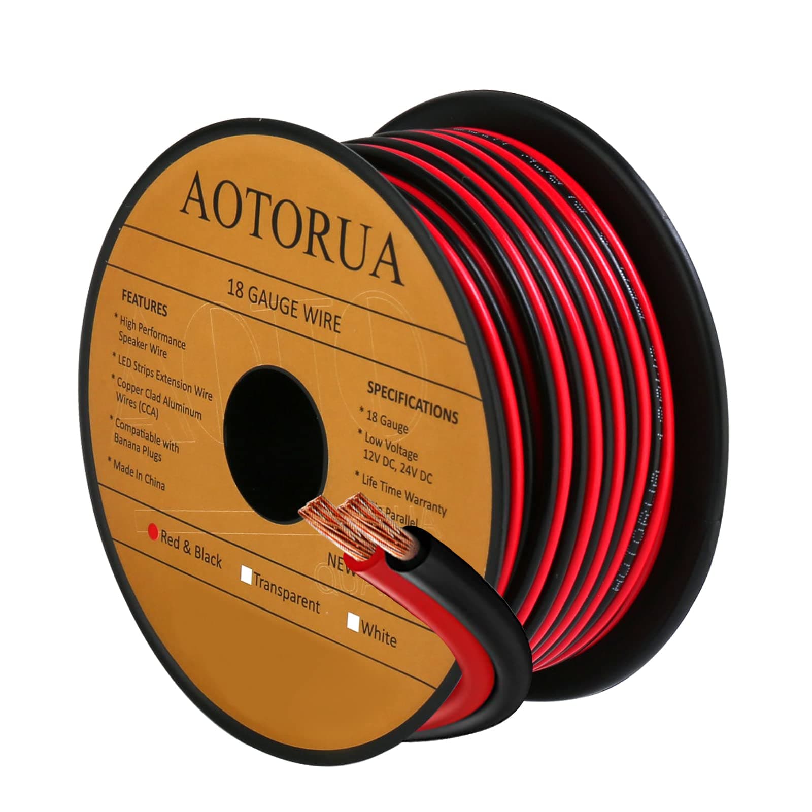 50FT 18/2 Gauge Red Black Cable Hookup Electrical Wire, 18AWG 2 Conductor 2 Color Flexible Parallel Zip Wire LED Strips Extension Cord 12V/24V DC Cable for LED Ribbon Lamp Tape Lighting