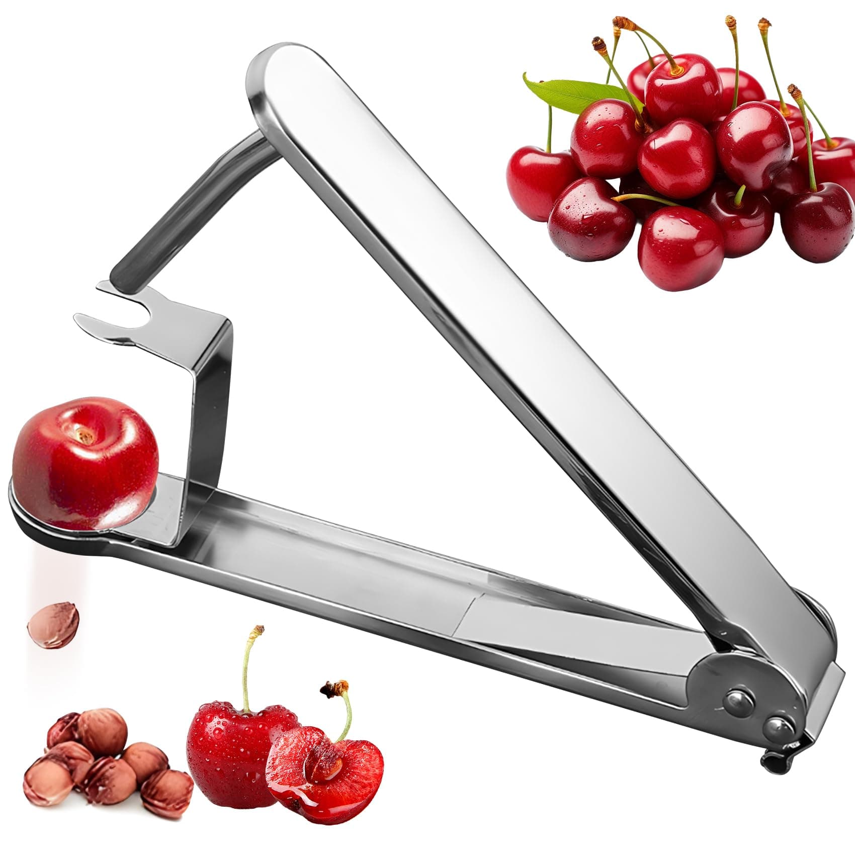 Portable Stainless Steel Cherry Pitter Tool - Efficient Pit Remover for Cherries and Olives - Must-Have Kitchen Gadget (1,Large)