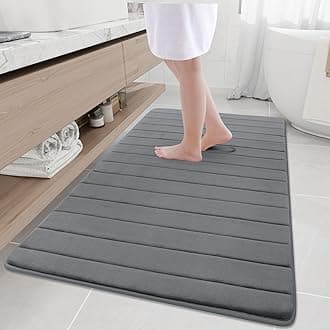 Buganda Memory Foam Bath Mat, 59" x 34", Ultra Soft and Non-Slip Bathroom Rugs, Water Absorbent and Machine Washable Bath Rug Runner for Bathroom, Shower, and Tub, Grey