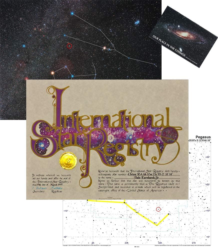 Name A Star Custom Star Kit with Photographic Sky Image