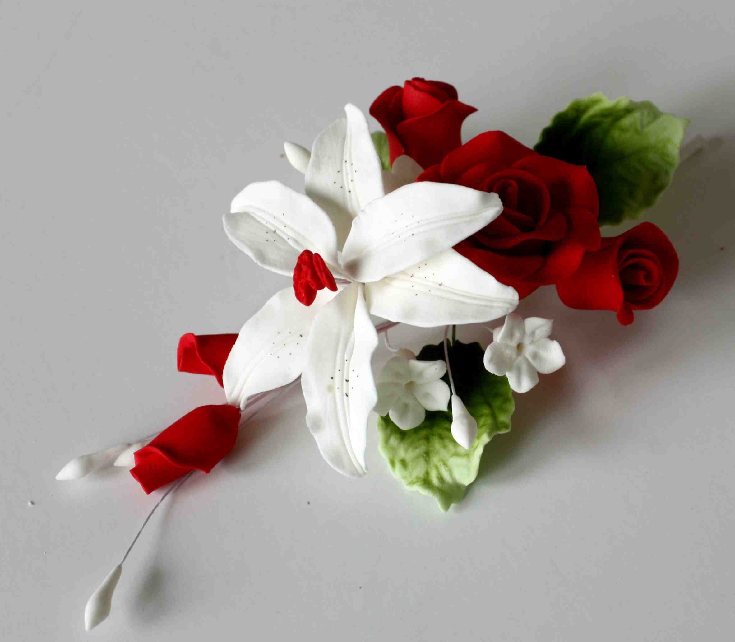 Rose Spray RED, Medium, Sugar Flowers, Cake Topper, Gum Paste, Sugar Paste, Cakes