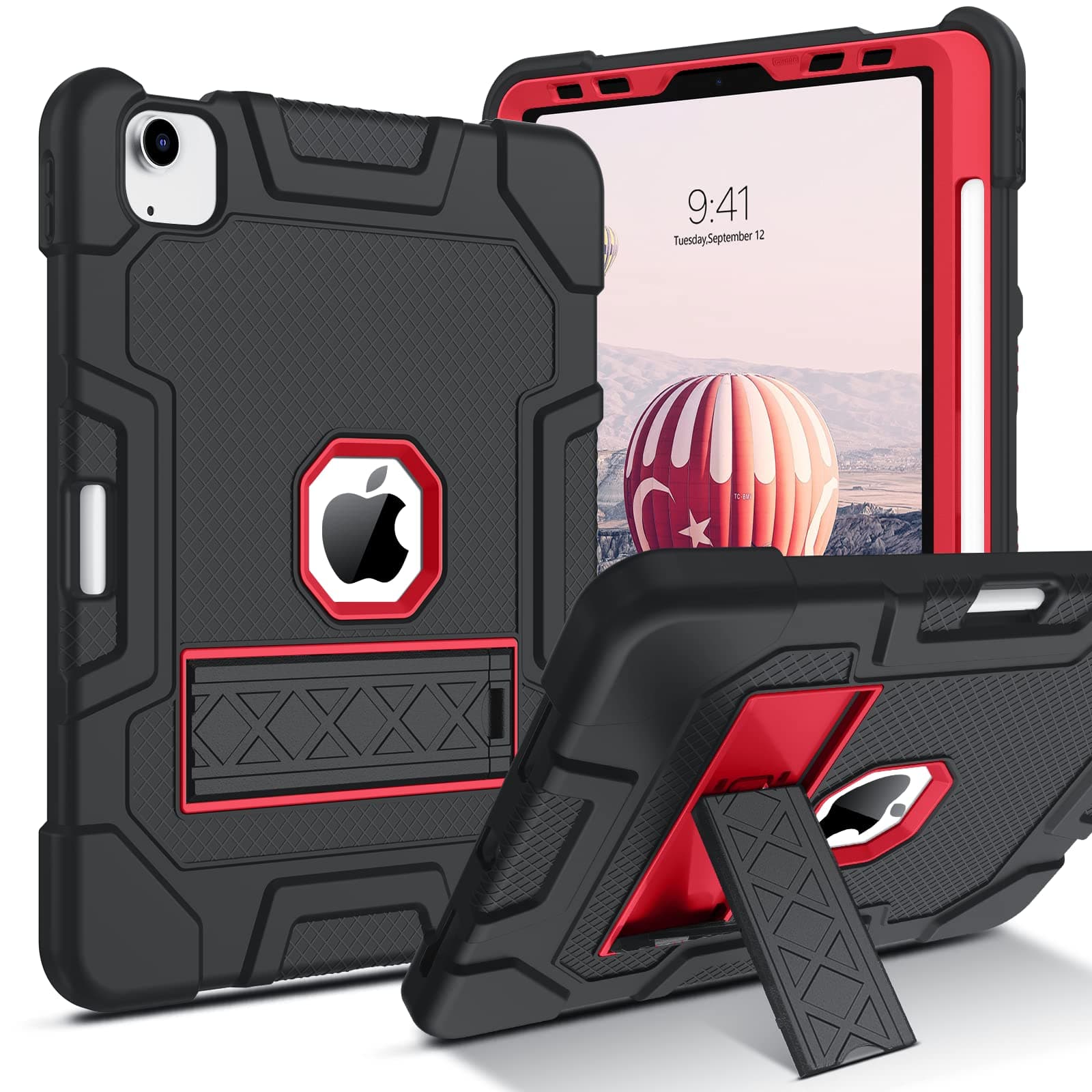 DUEDUE iPad Air 4th Generation 10.9 inch Case Shockproof, iPad Pro 11 inch 2018/2020 Cover Pencil Holder Kickstand Full Body Protective Men Kids Tablet Case for iPad Air 4/iPad Pro 11 2018, 2020