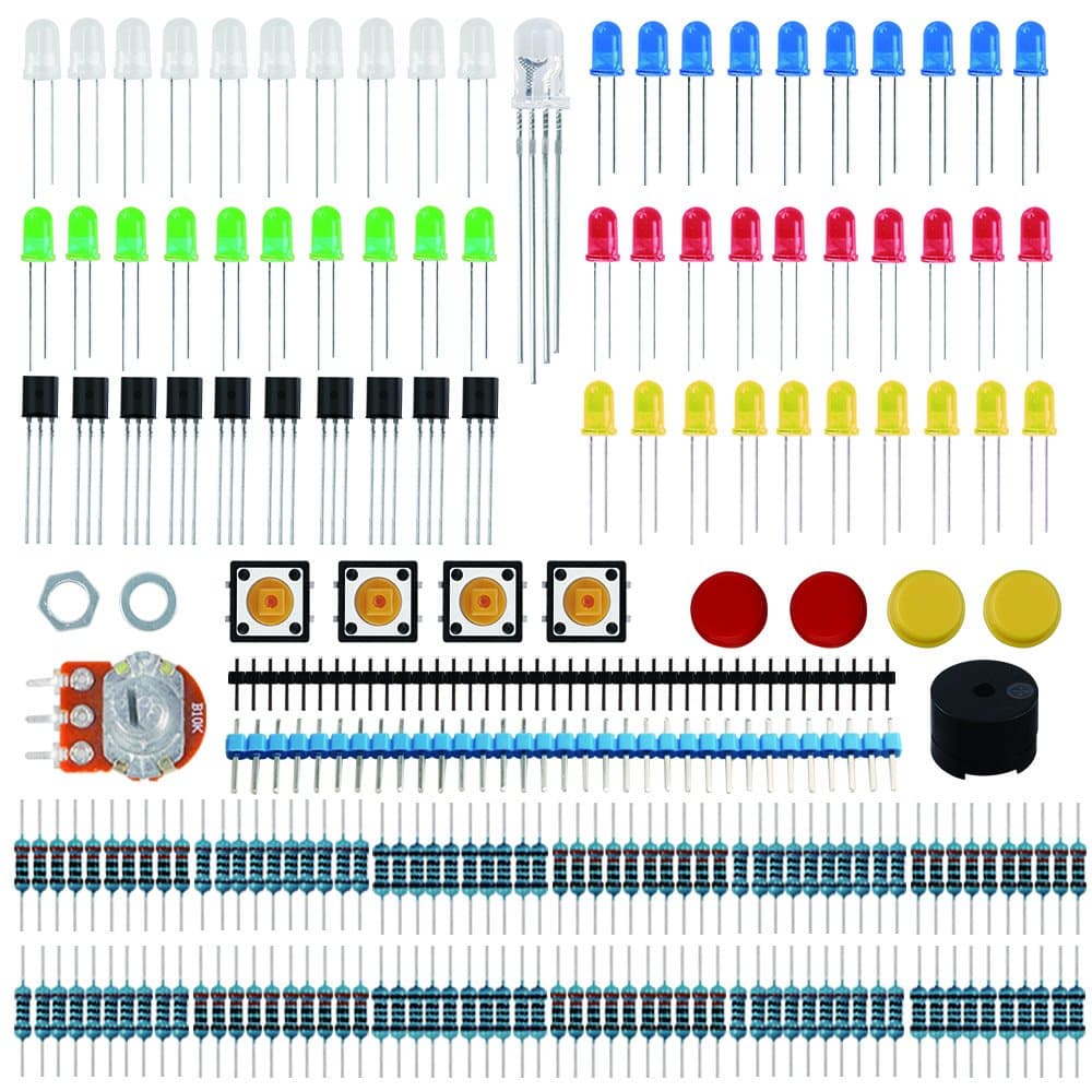 Keywish CP-L0 Electronic Component Basic kit with Resistor Transistor RGB Capacitor LED Buzzer Switch Potentiometer for Nano,MEGA2560, Raspberry Pi,STEM, Micro:bit