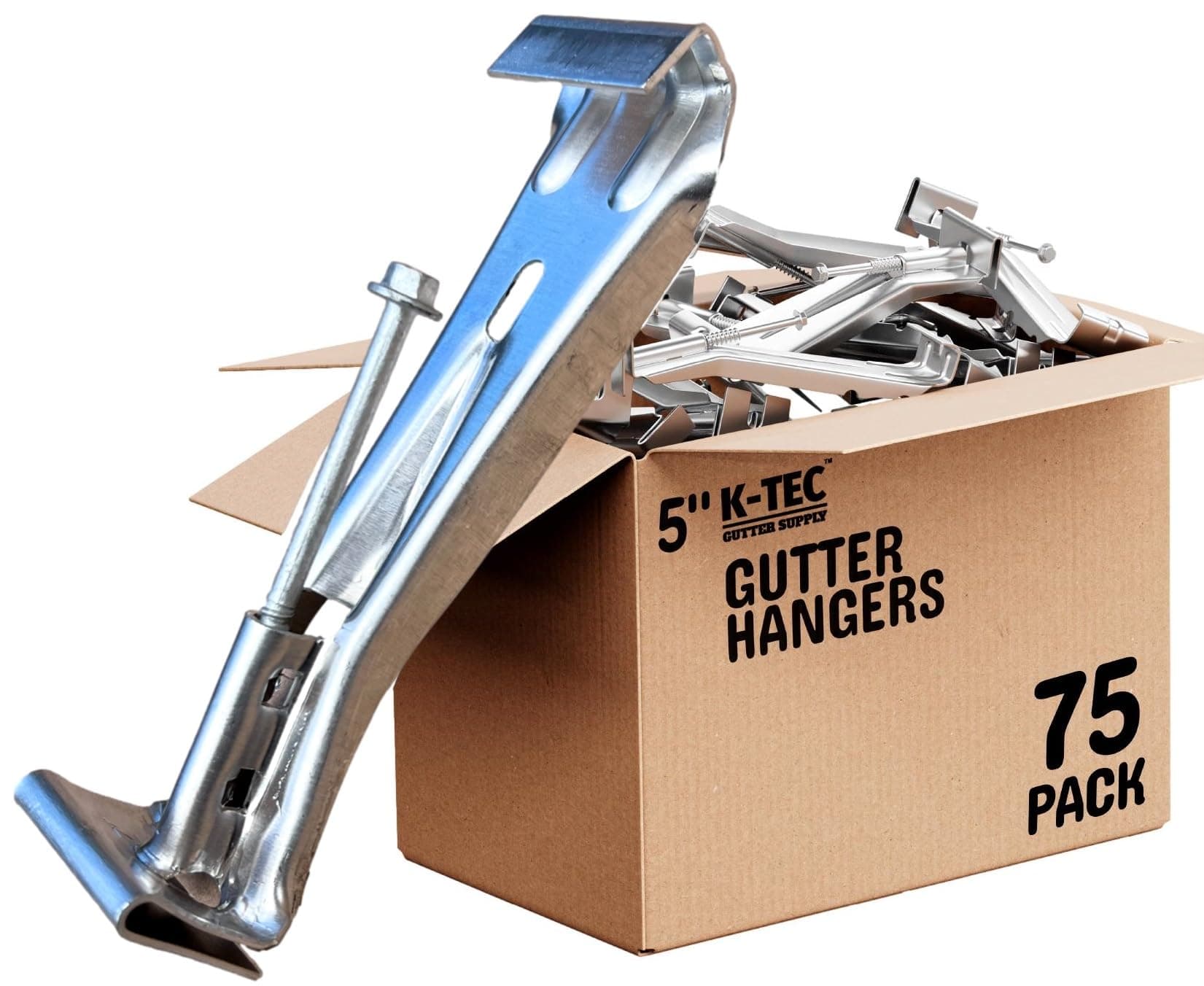 5 Inch Hanger (75 Pack) Heavy Duty Hidden Rain Bracket Support Fastener with Clip Comes with a Pre-Inserted Zink Coated Rust Resistant Screw for K-Style Aluminum s