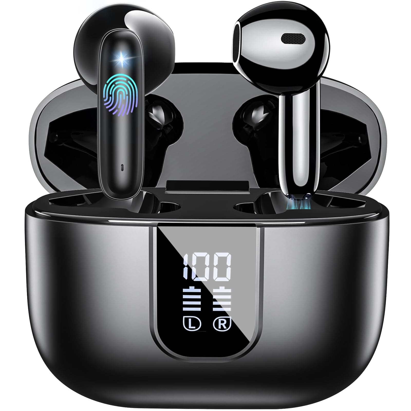 Wireless Earbuds Bluetooth 5.4 in Ear Buds 6 Mic ENC Noise Cancelling Clear Calls, Deep Bass HiFi Stereo Sound Earphones Black