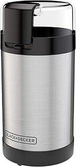BLACK+DECKER One Touch Coffee Grinder, 2/3 Cup Coffee Bean Capacity, Spice Grinder, One Touch Push-Button Control -150 Watts -Stainless Steel Blades
