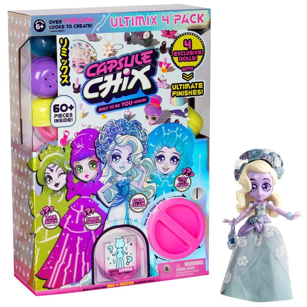 Ultimix 4 Pack, 4.5 inch Small Doll with Capsule Machine Unboxing and Mix and Match Fashions and Accessories