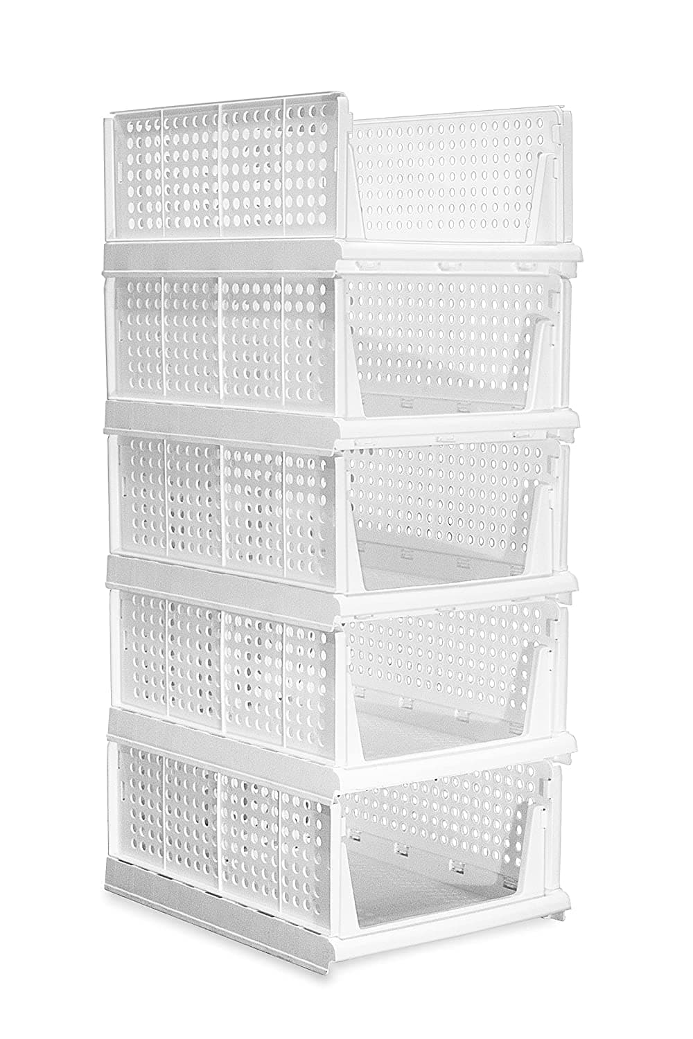 Voltonix Wardrobe Organizer for Clothes Foldable & Stackable Almirah/Cupboard Organizer for Clothes Multi Purpose Plastic Shelf Clothes Organiser for Wardrobe (Pack of 1 (Large))