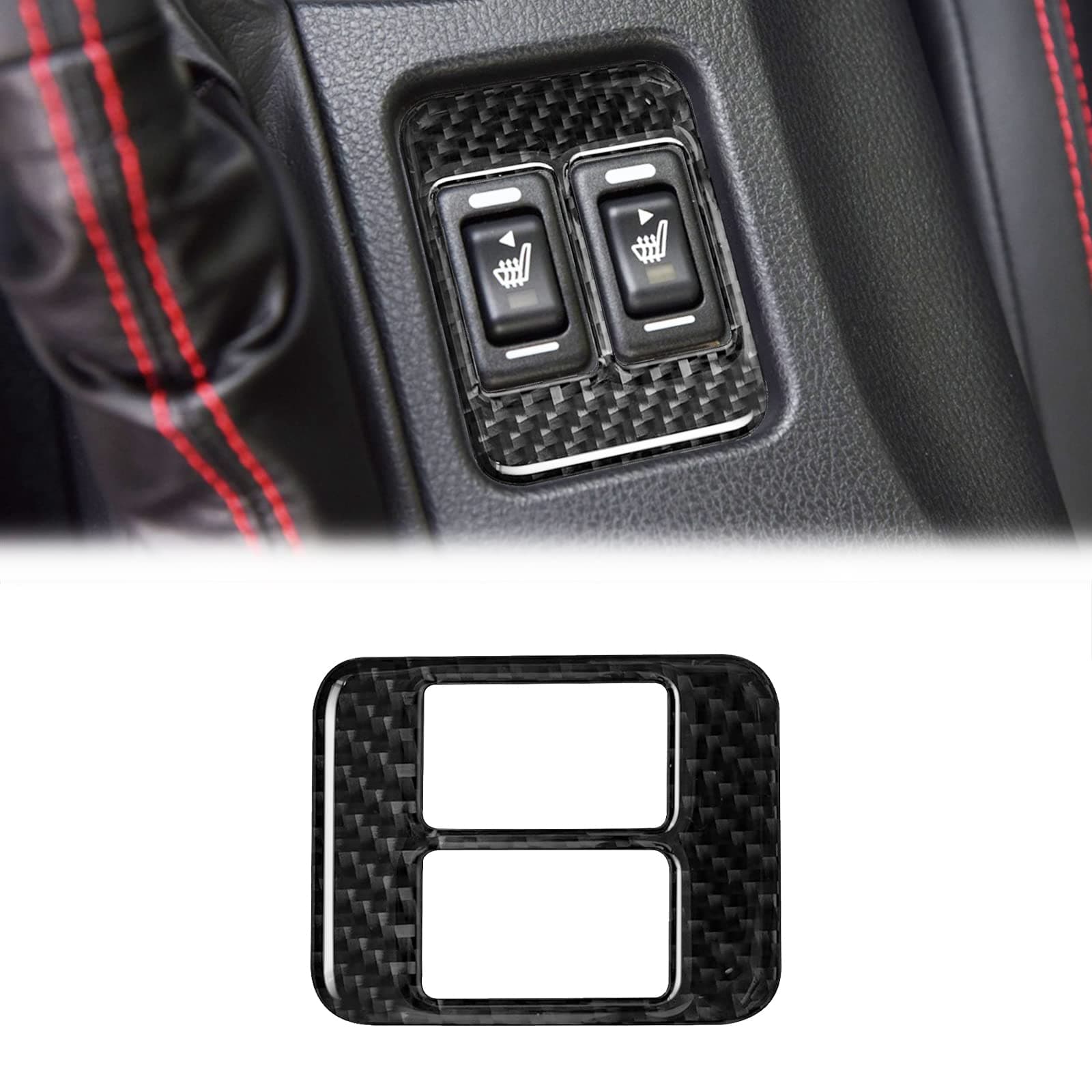 SUNJIKA Compatible with 1PCS Car Seat Heating Button Panel Cover Trim Carbon Fiber Interior Accessories for Subaru BRZ Scion FR-S Toyota 86 2013 2014 2015 2016 2017 2018 2019 2020 (Black)