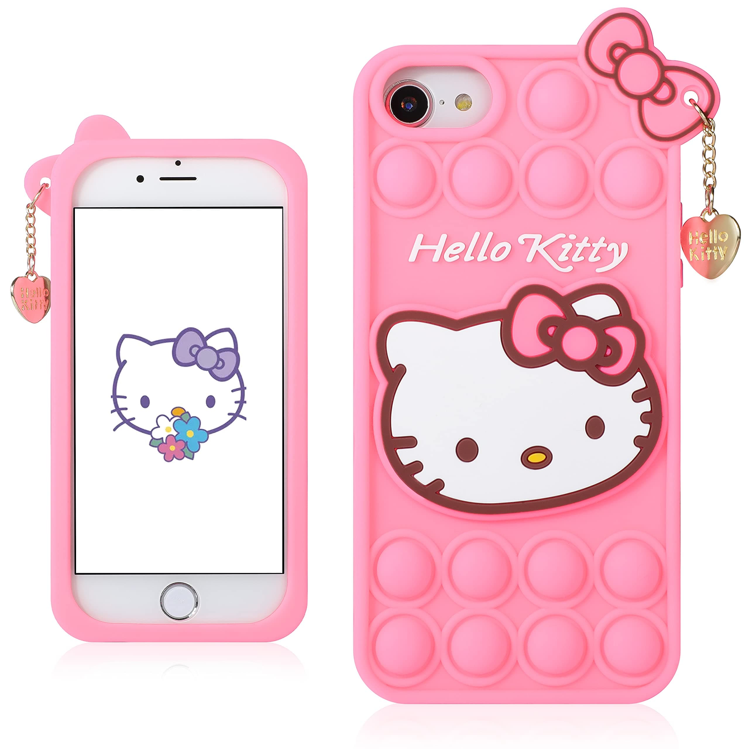 for iPhone 6/6s/7/8/SE 2020/SE 2022 Case Bubble Fidget Cute Cartoon Silicone Phone Cover Cases for Girls Girly Boys Kids Teens Design Funny Fun Kawaii Fashion Unique for iPhone SE 1st/2nd,Cat