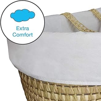 ELEGANT BABY Beary Nice Cream Moses Basket Bedding Set Dressing Cover and Hood only with Padded Liner (Basket & Fittings not Included)