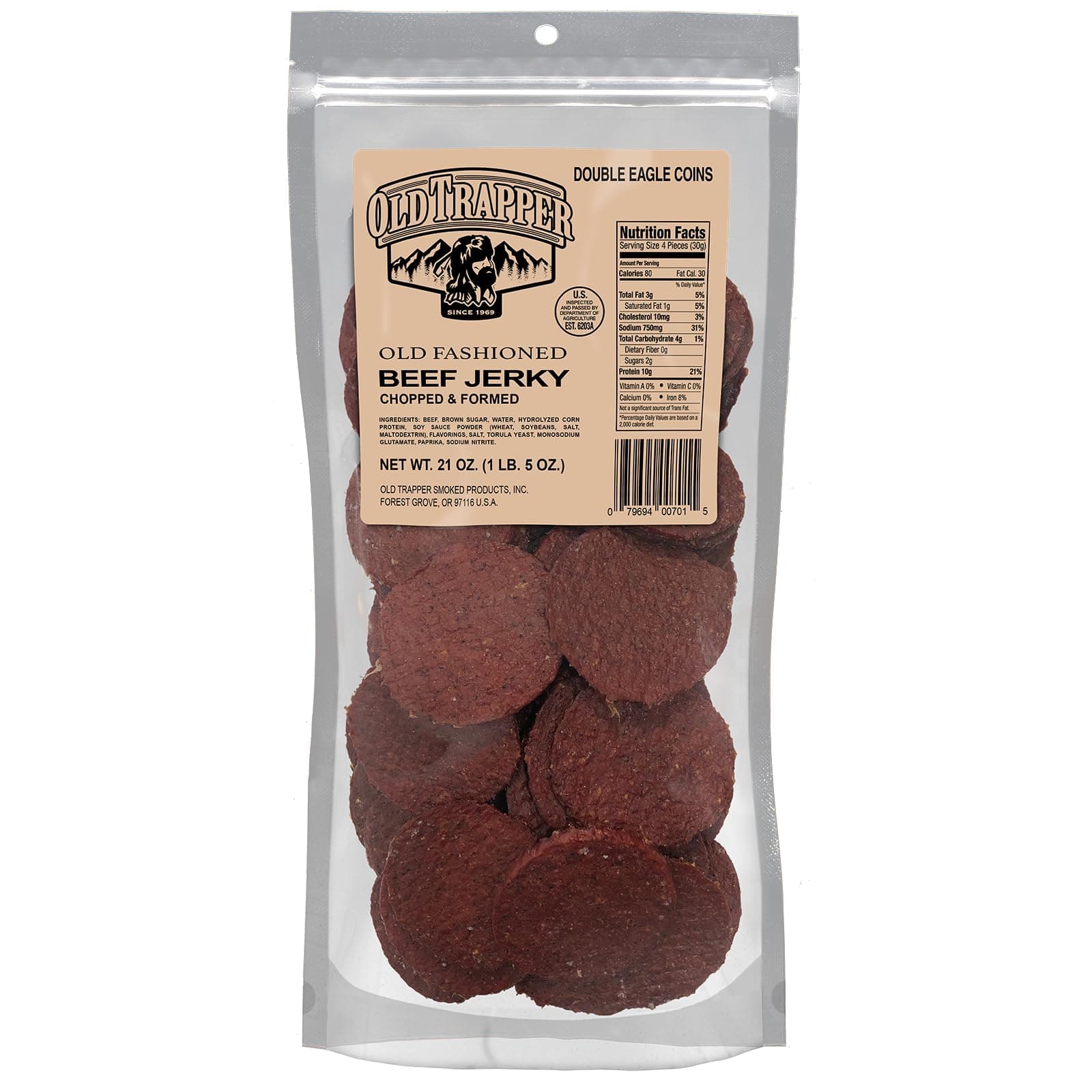 Double Eagle Beef Jerky, Old-Fashioned Flavor, 21 Ounce Package, Delicious Jerky Snacks, 10 Grams of Protein and 80 Calories per Serving (Pack of One)