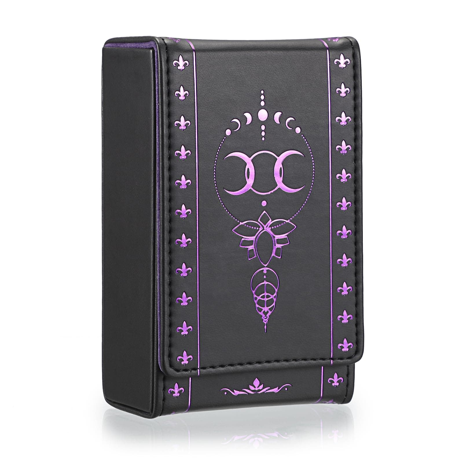 JUXYES PU Leather Tarot Card Protective Case, Moon Pattern Design Tarot Deck Storage Pouch, Tarot Card Holder Tarot Pouch Bag for Playing Cards and Standard Size Tarot Cards Tarot Deck