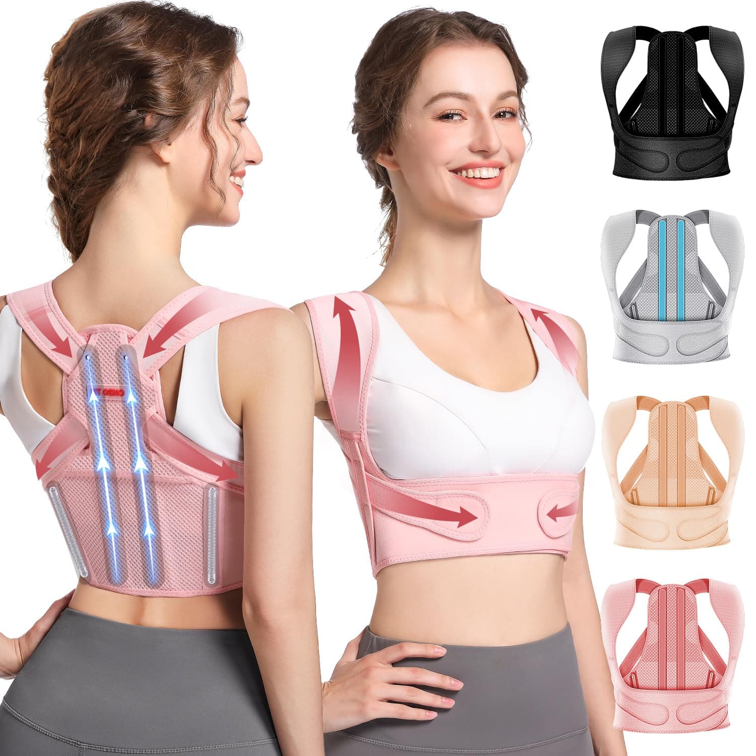 Posture Corrector for Women: Adjustable Lightweight Upper Back Brace for Neck Shoulder & Upper Back Pain Relief - Improve Posture Correct Hunchback Slouching Kyphosis Invisible Under Clothes (M/L Under Bust 32"-45")
