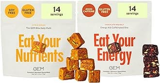 - GEM Daily Superfood and Energy Support for Women & Men, Natural Whole Foods with Essential 20+ Whole-Food Vitamins, Minerals, superfoods, prebiotics, Clean Energy Variety Pack, 28 Servings