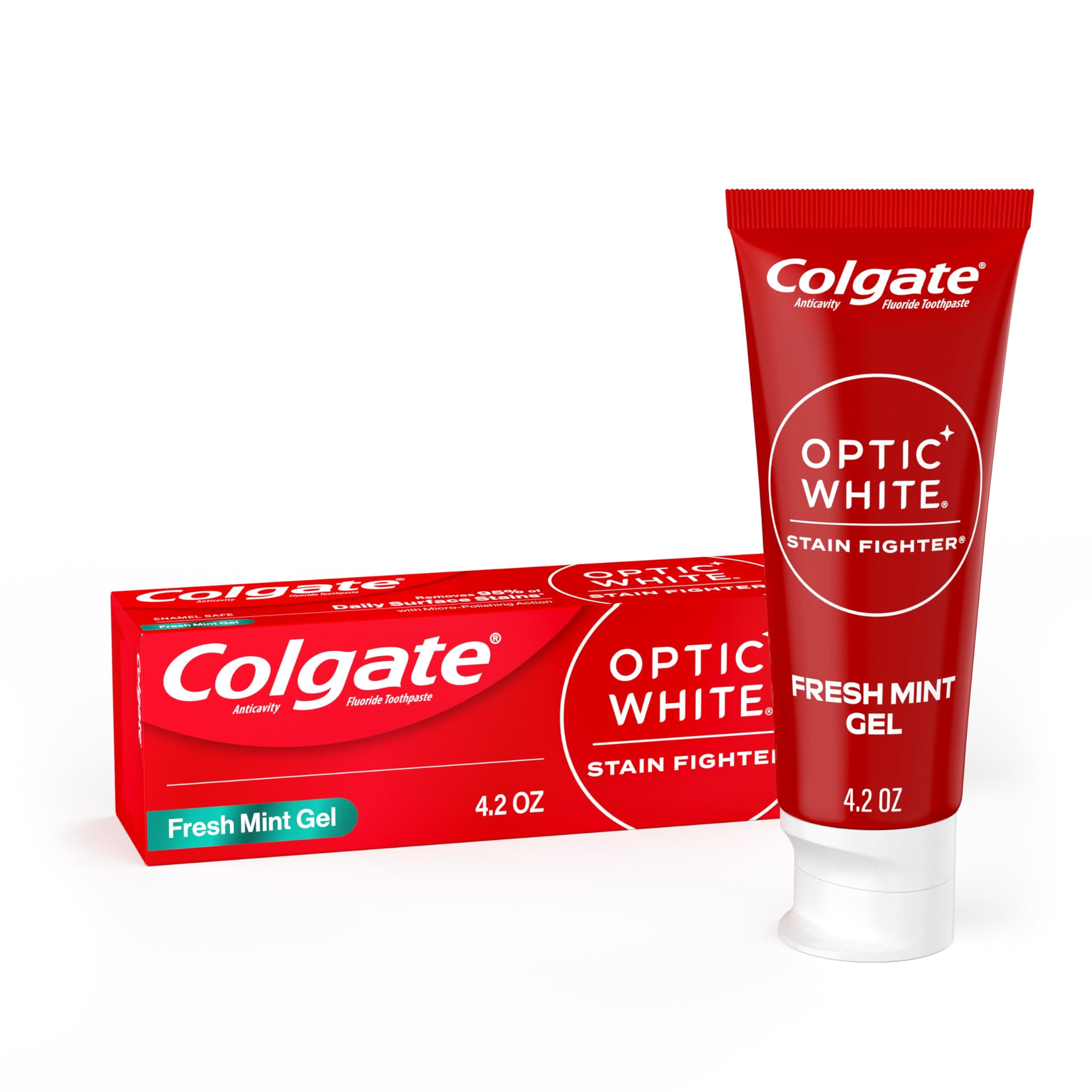 Optic White Stain Fighter Fresh Mint Gel Toothpaste, 4.2 Ounce