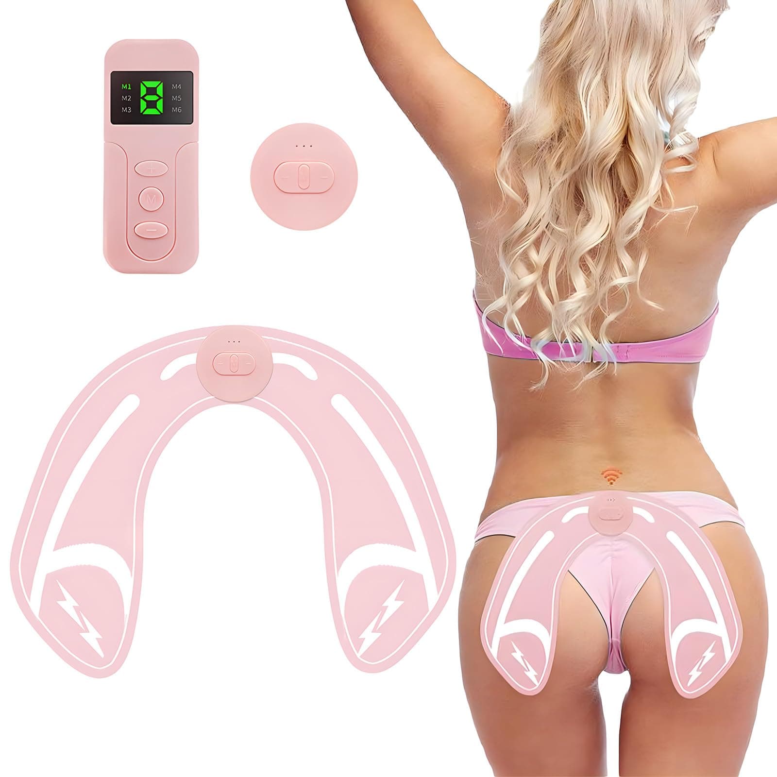 EMS Buttocks Hip Trainer, Wireless ABS Abdominal Muscle Stimulator, Full Body Trainer with 8 Modes 10 Intensities, Electronic Trainer Device for Abdomen Waist Leg Arm Hip
