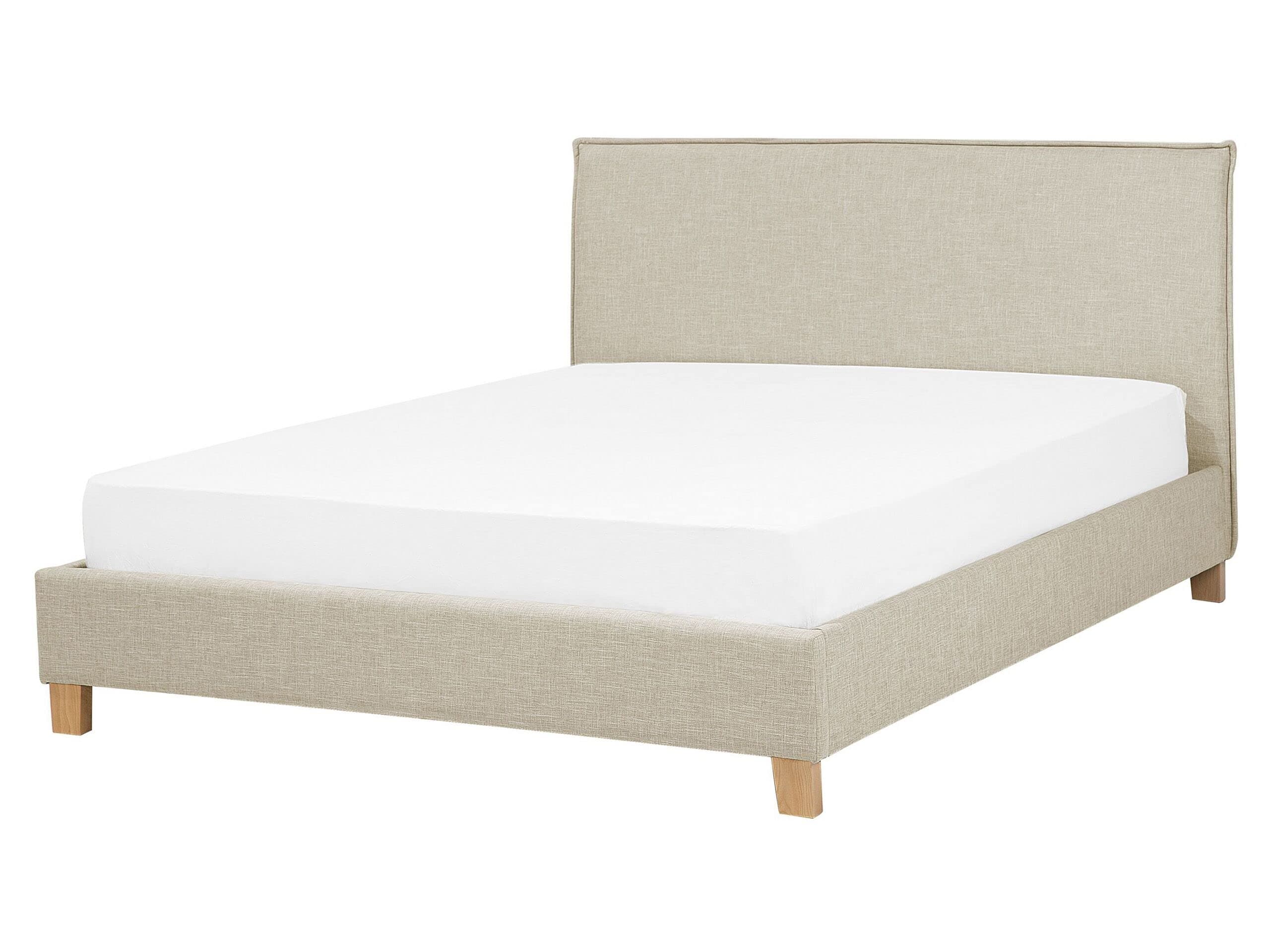 Modern Minimalist Linen Fabric EU King Size Bed Frame 5ft3 Beige Sennez