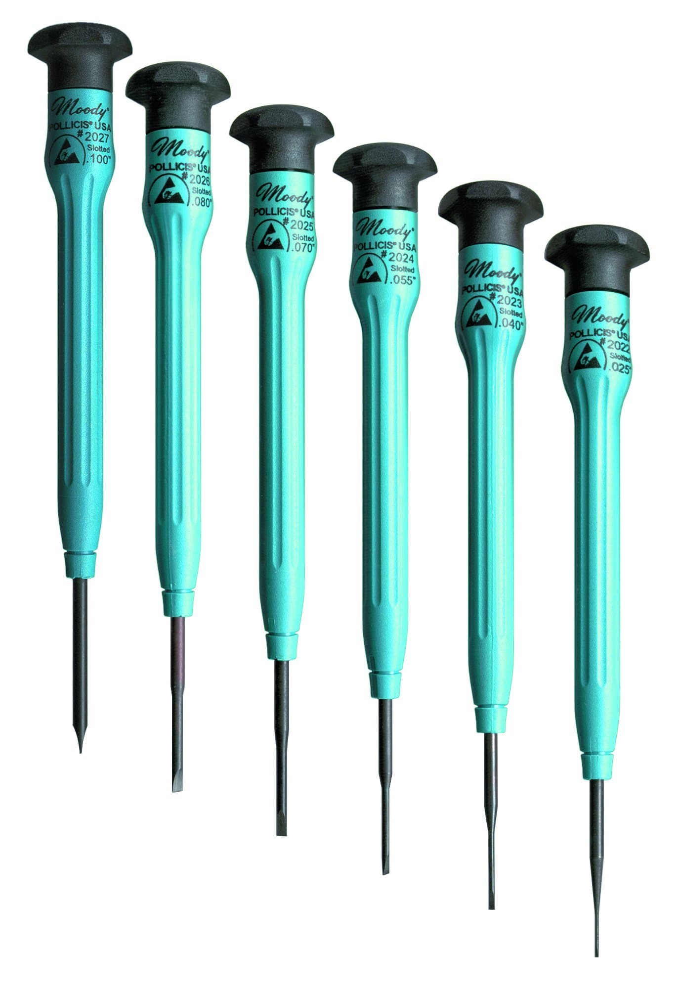 58-0316 6-Piece Fixed ESD-Safe Short Slotted Screwdriver Set