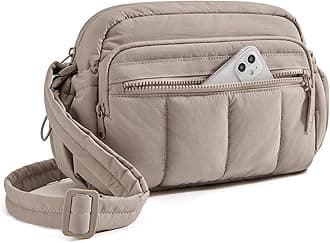 Anti Theft Crossbody Bags for Women Travel Purse, Medium Quilted Puffy cross body bag, Handbags Shoulder Purses, Brown-medium